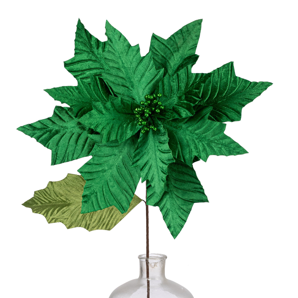 18" x 24" Jumbo Poinsettia Stem: Emerald Green Item Number: NF412306