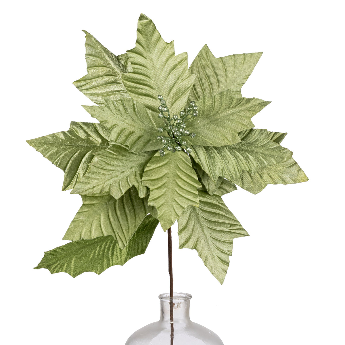 18" x 24" Jumbo Poinsettia Stem: Sage Green Item Number: NF412331