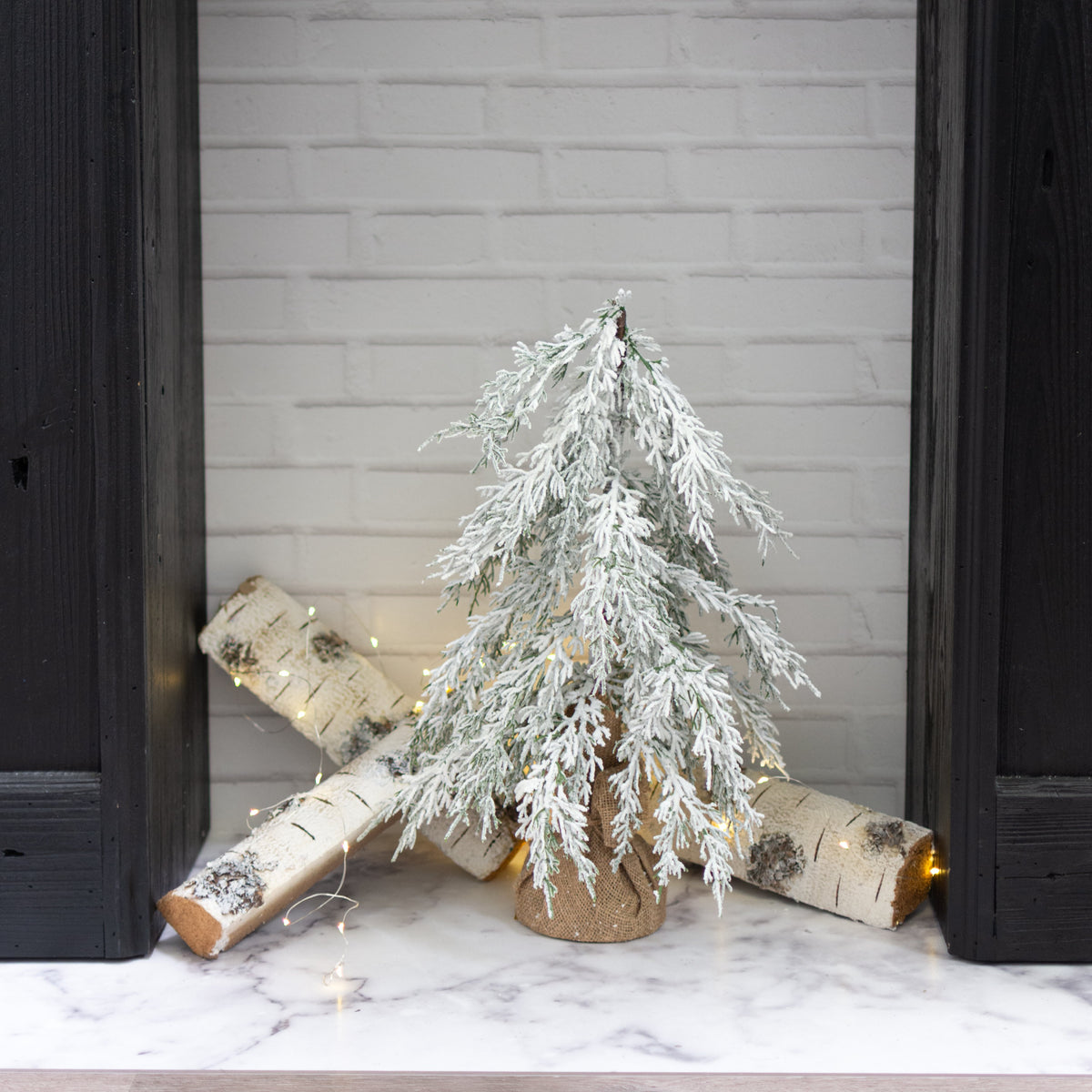 18" Artificial Flocked Cypress Tree Table Decor Lifestyle Photo