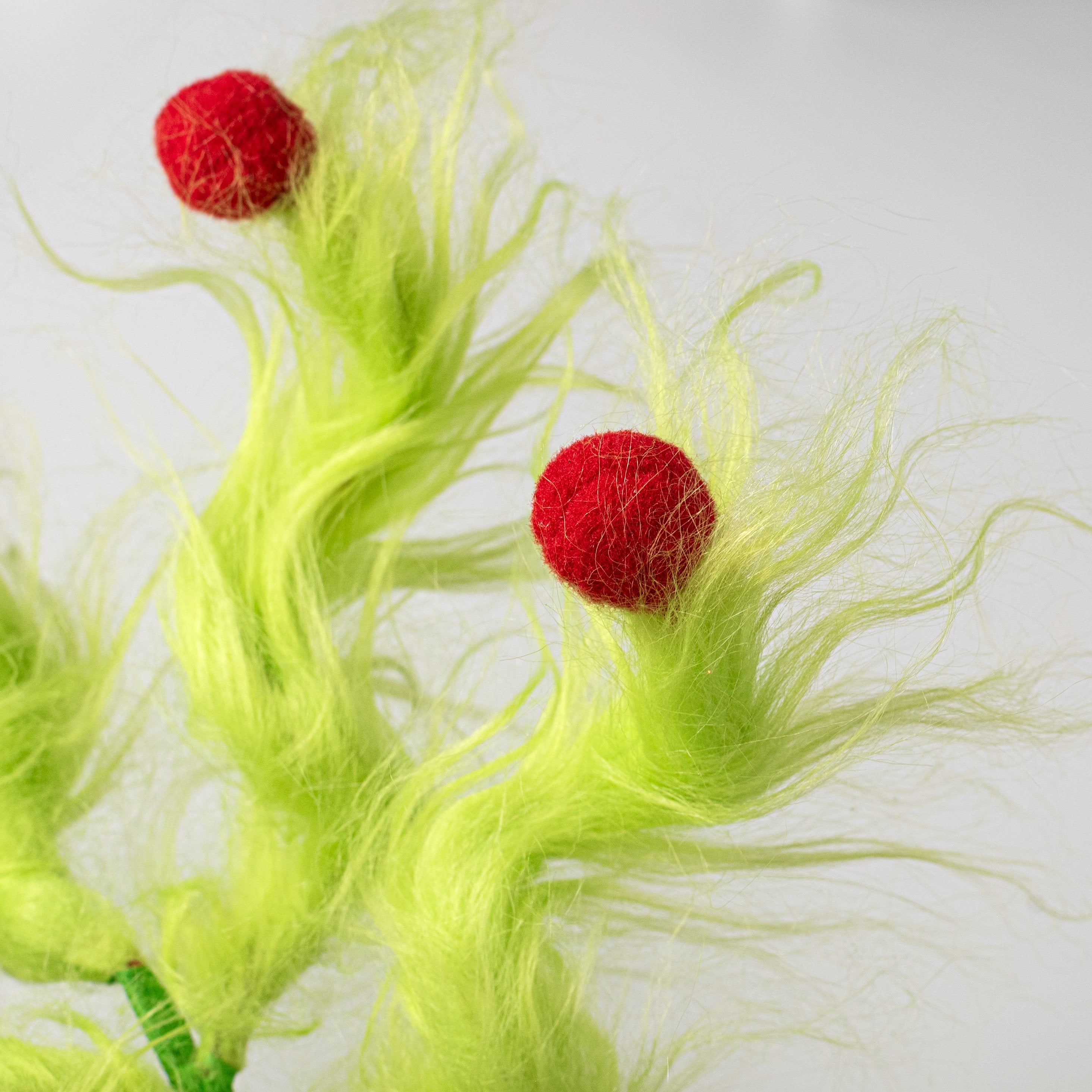 18" Furry Fabric & Ball Spray: Green & Red Lifestyle Photo