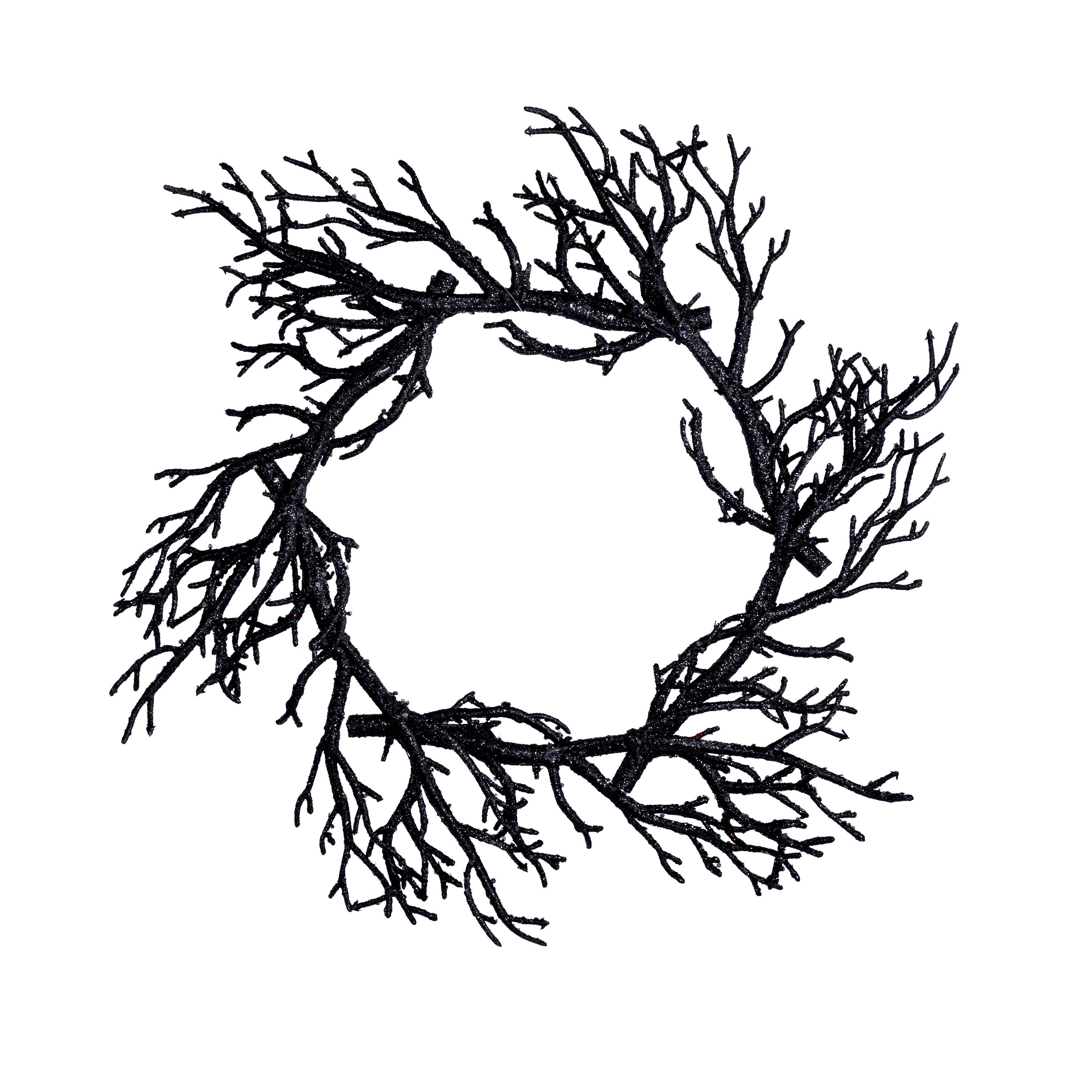 18" Glittered Black Twig Wreath Item Number: 31300