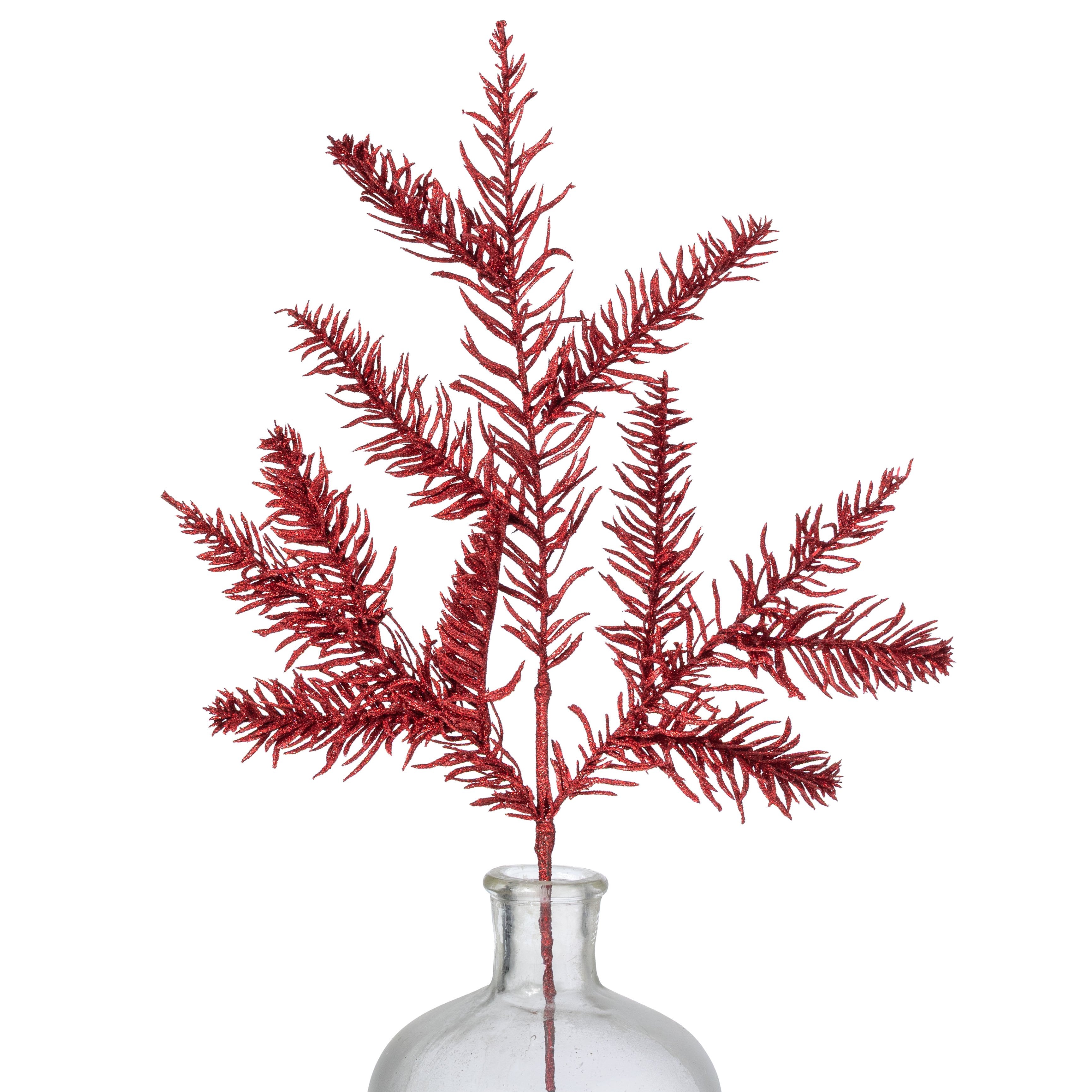 18" Glittered Noble Pine Spray: Laser Red Item Number: XV765924
