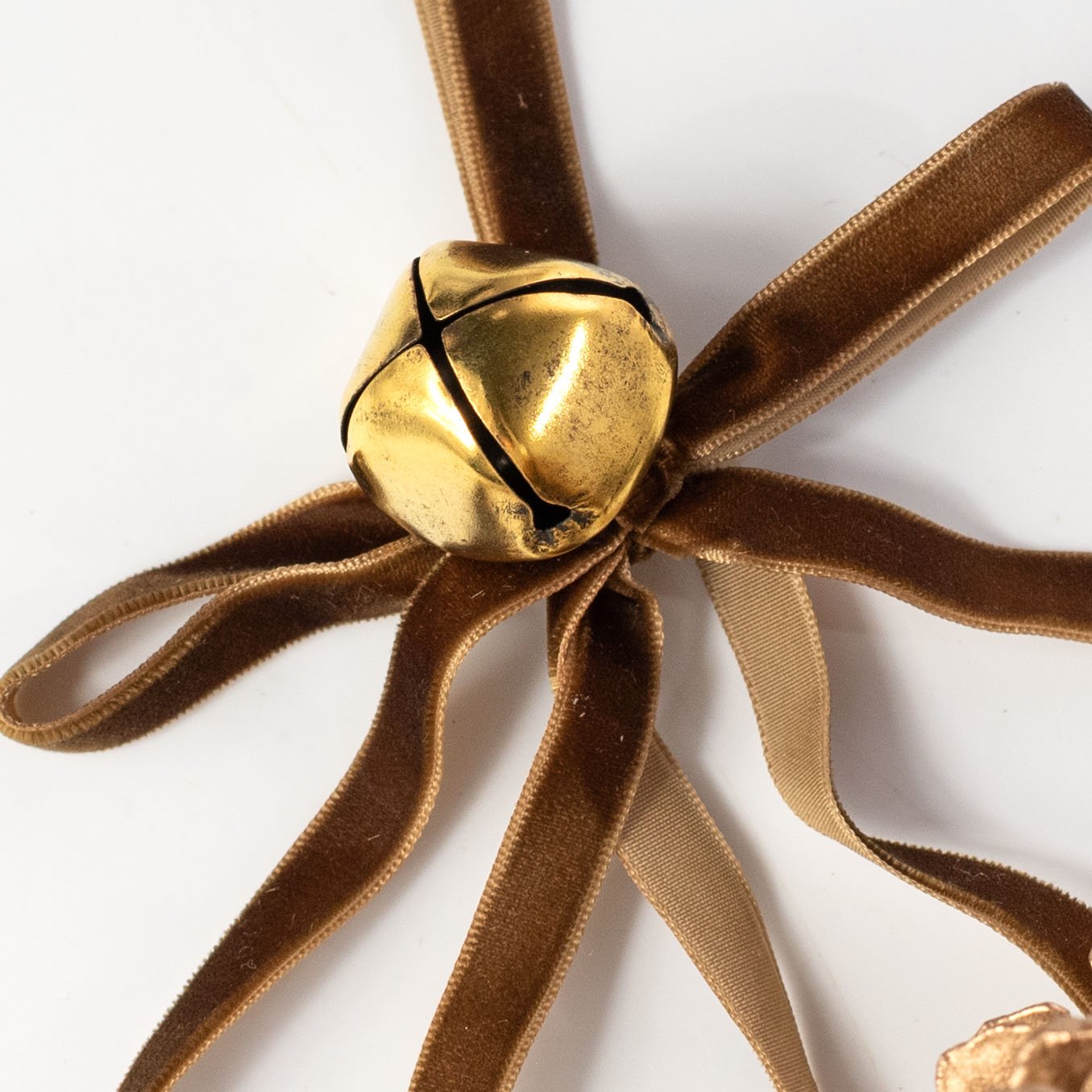 18" Hanging Pinecone & Bell Cluster: Gold detail photo 4