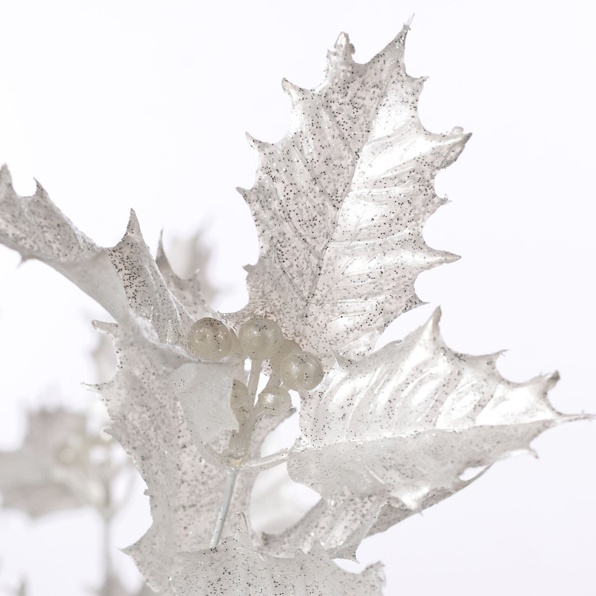 18" Holly Leaf Bush: Pearl White & Silver (5 Stem) Lifestyle Photo