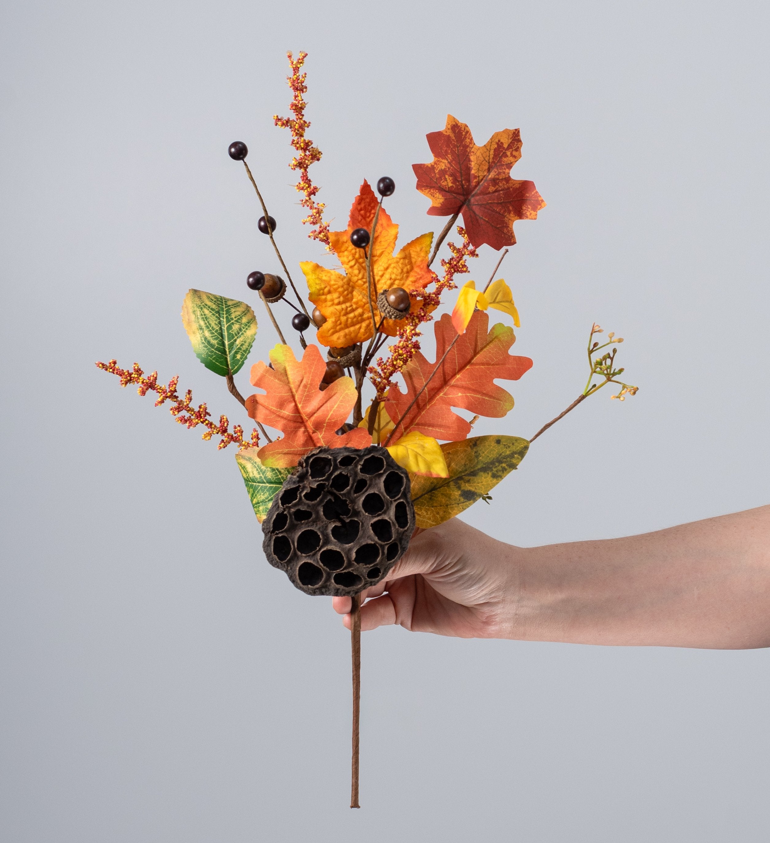 18" Lotus Pod & Fall Leaves Pick detail photo 3