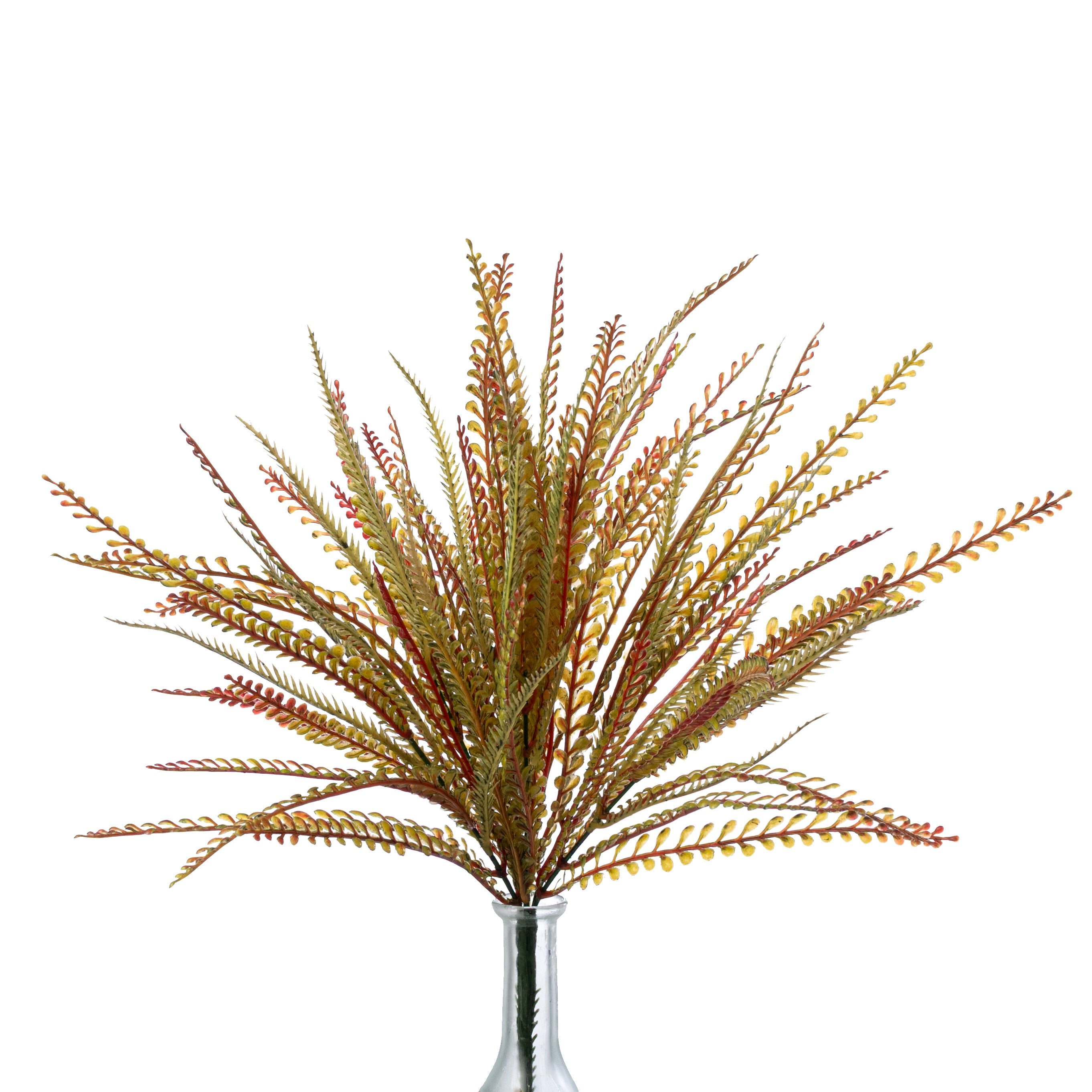 18" Plastic Button Fern Bush: Fall Brown & Green Item Number: 13094BNGN