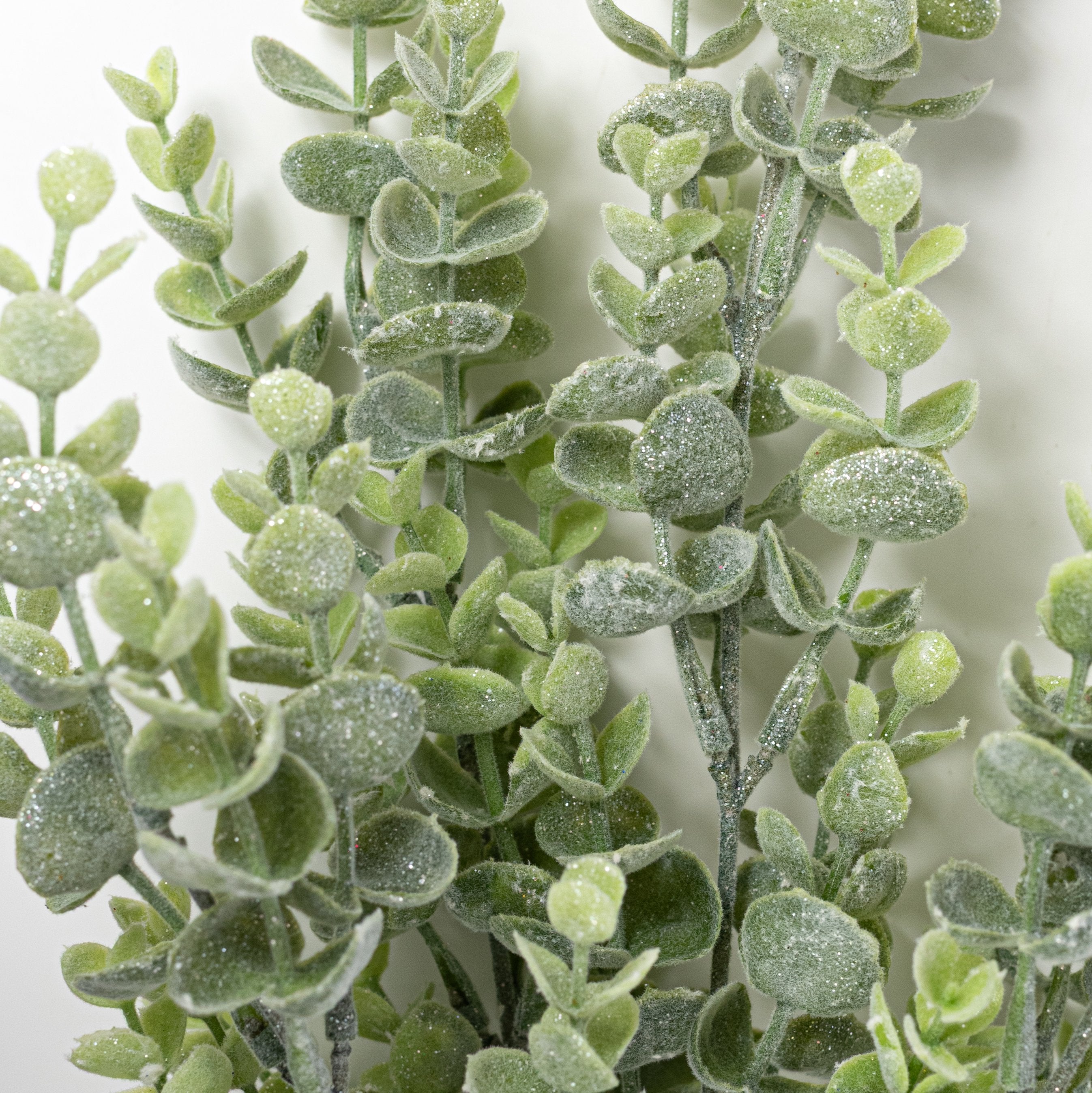 18" Plastic Eucalyptus Bush: Frosted (5 Stem) Lifestyle Photo
