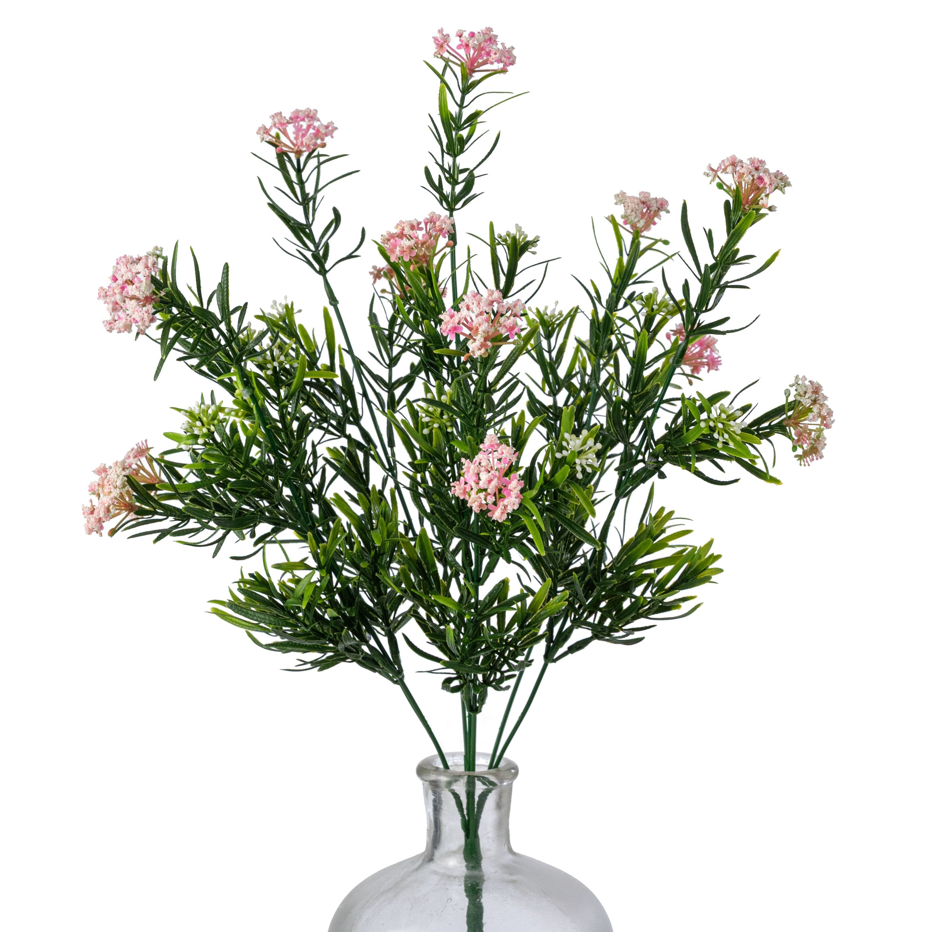 18" Plastic Flowering Sedum Leaves Bush: Pink (7 Stem) Item Number: 13700PK
