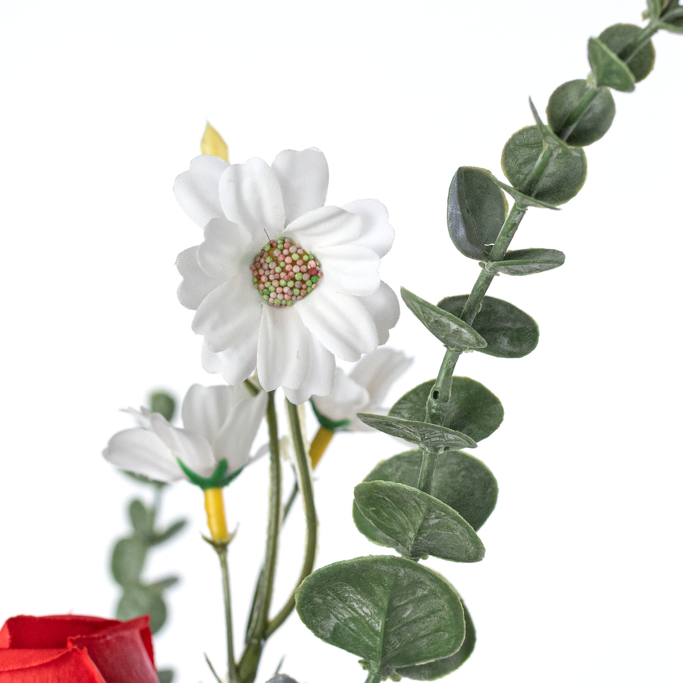 18" Roses & Eucalyptus Leaves Mixed Pick: Red, White & Blue detail photo 4