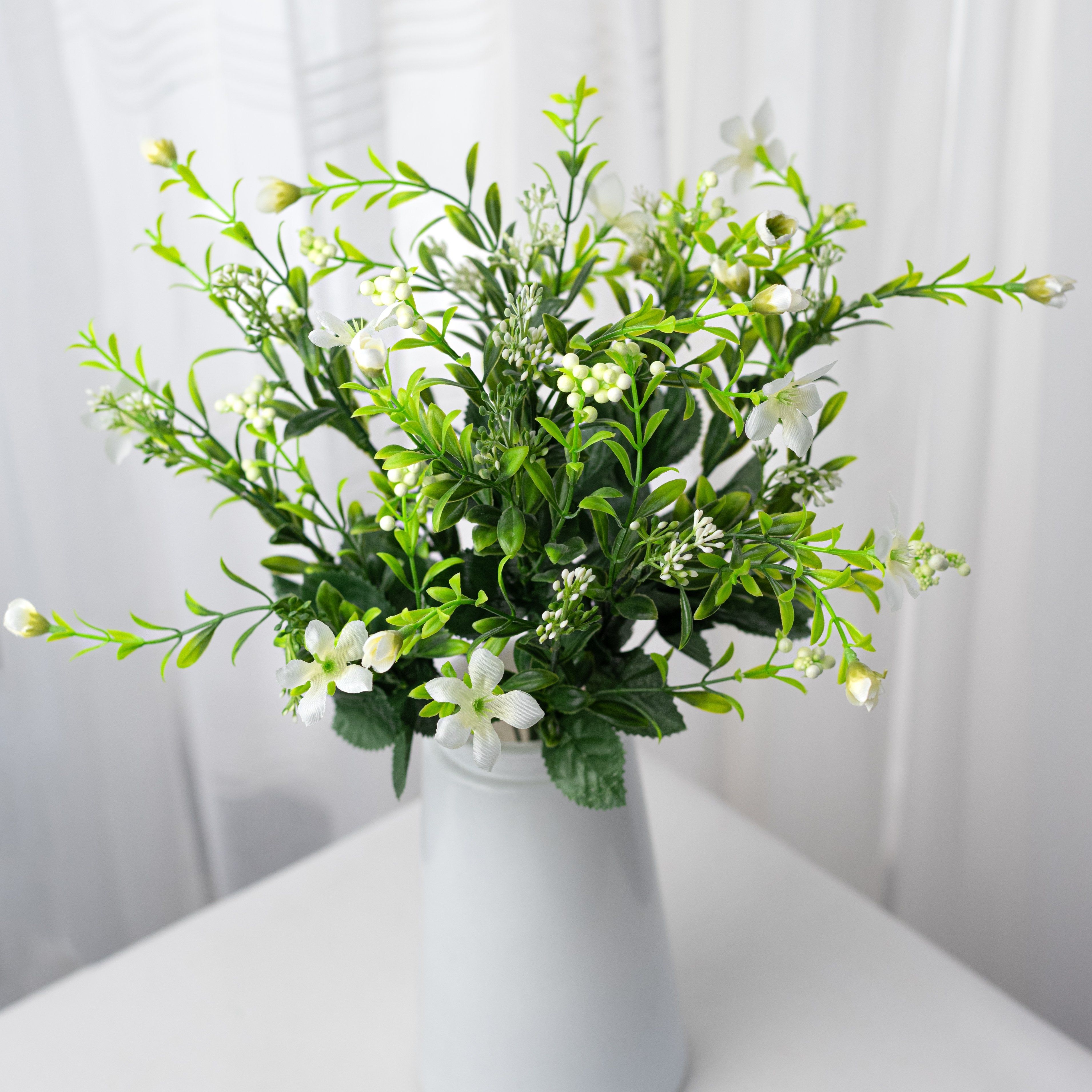 18" Star Flower Berry Bush: Cream Item Number: 35094CM