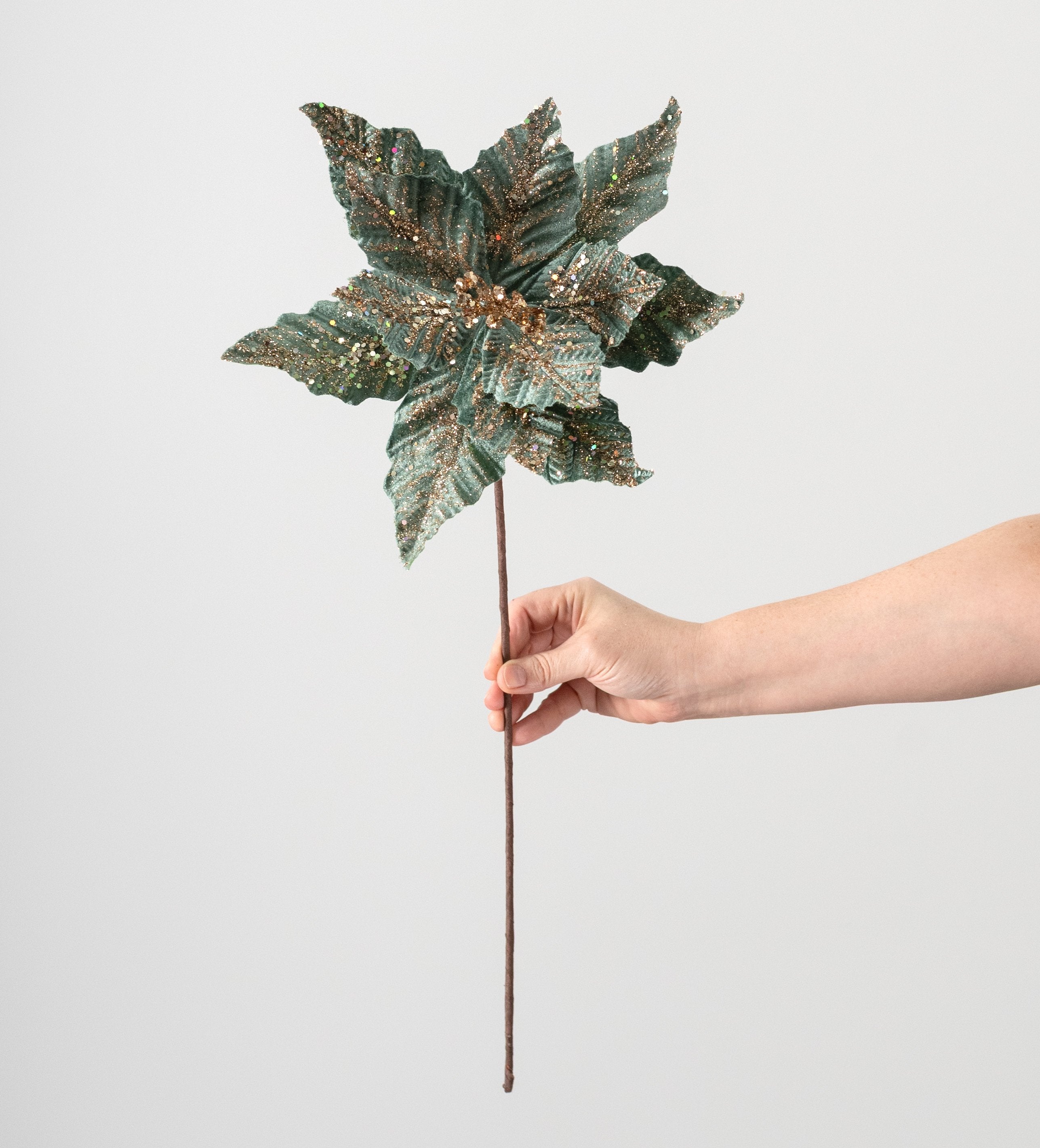 19" x 12" Poinsettia Stem: Smoke Blue & Champagne detail photo 3