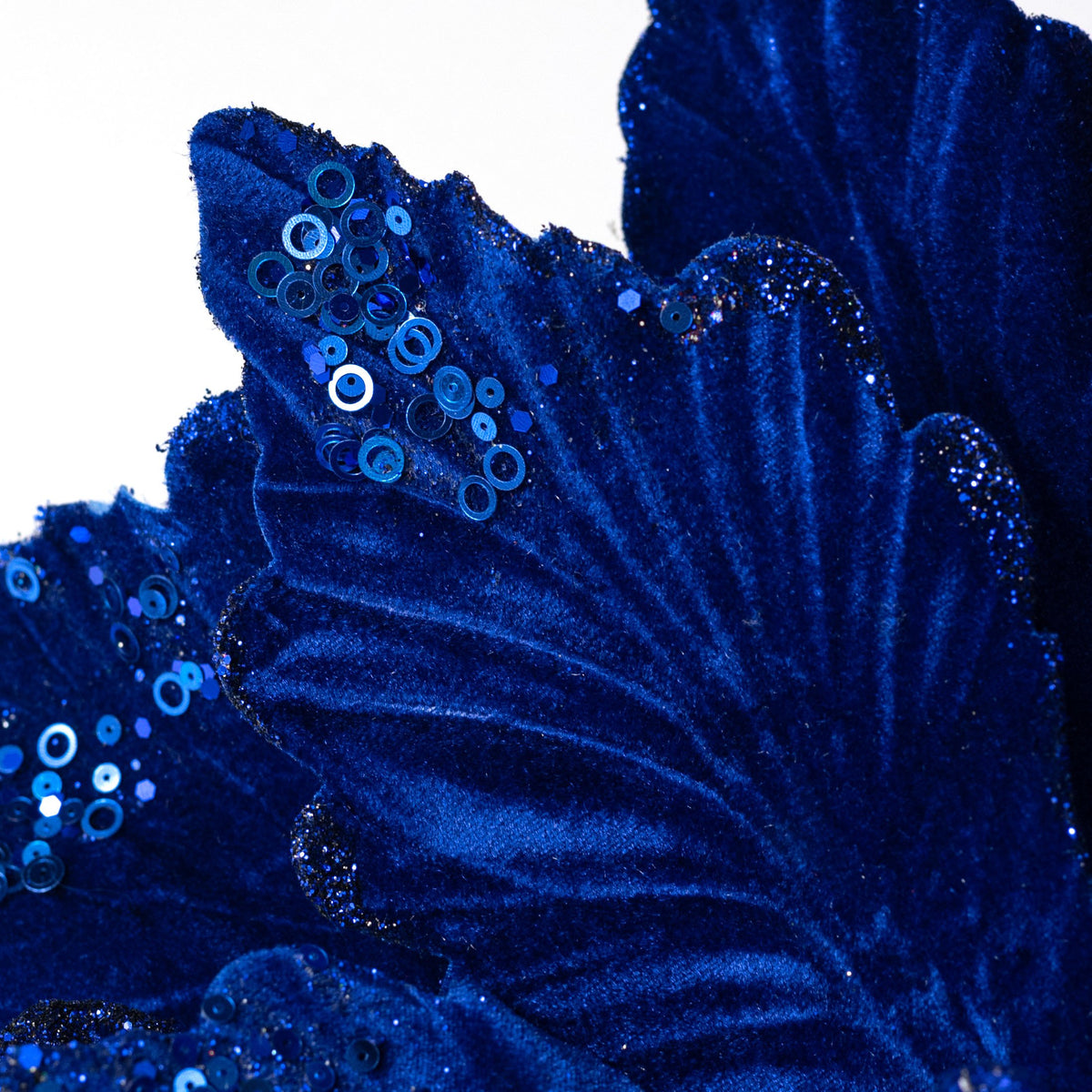 19" x 16" Deluxe Jumbo Velvet Poinsettia Stem: Royal Blue detail photo 4