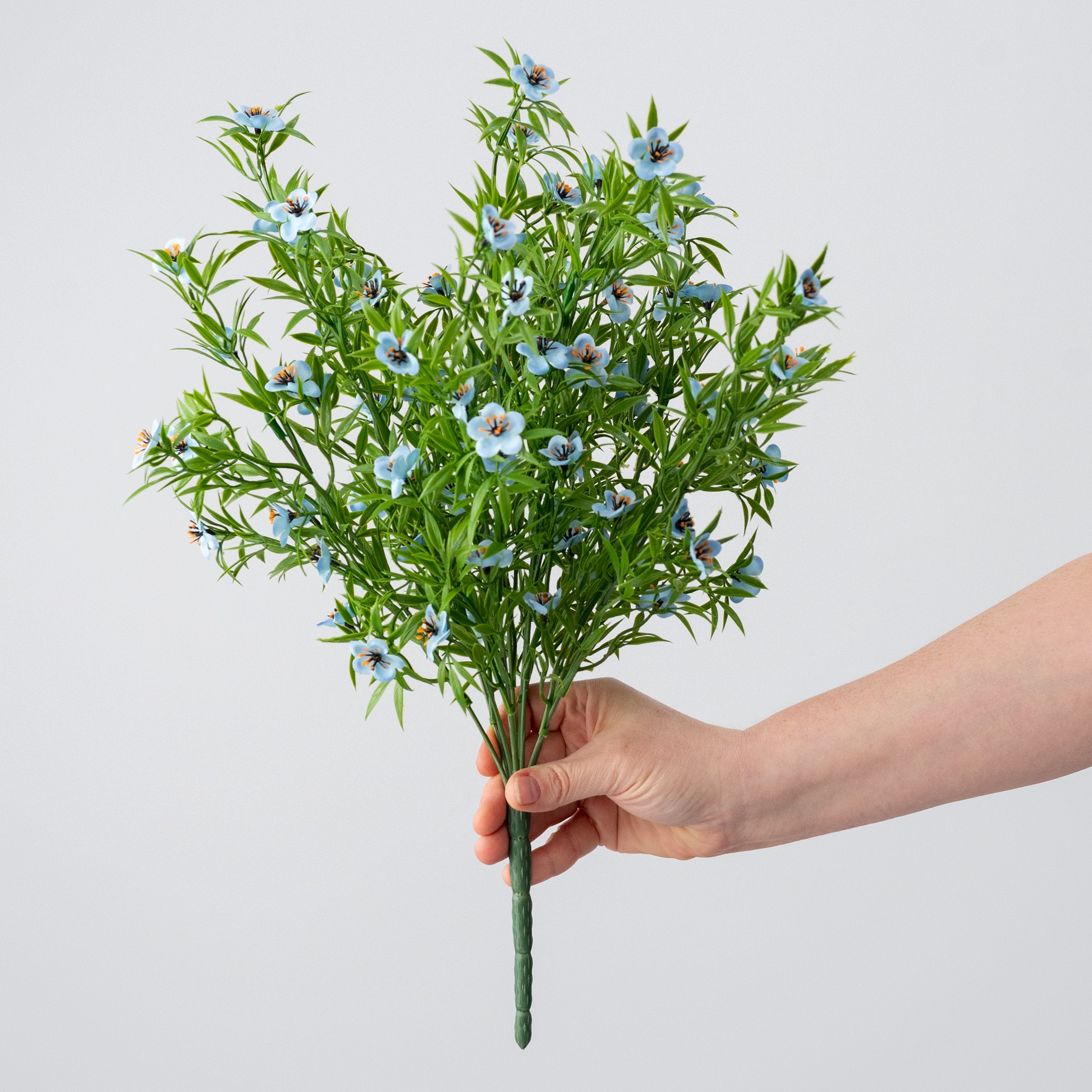 19" Fabric Flower Filler Bush: Light Blue detail photo 3