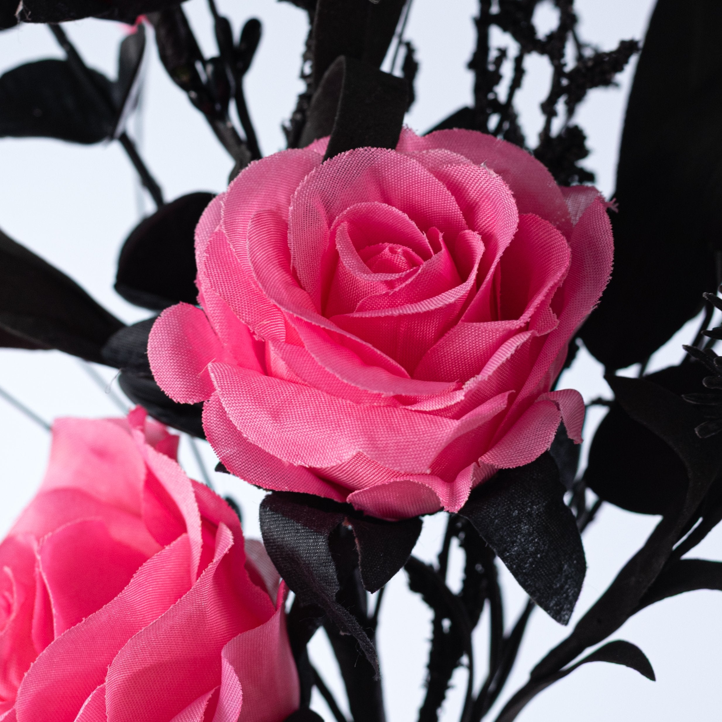 19" Fabric Rose & Flower Spray: Hot Pink & Black Lifestyle Photo