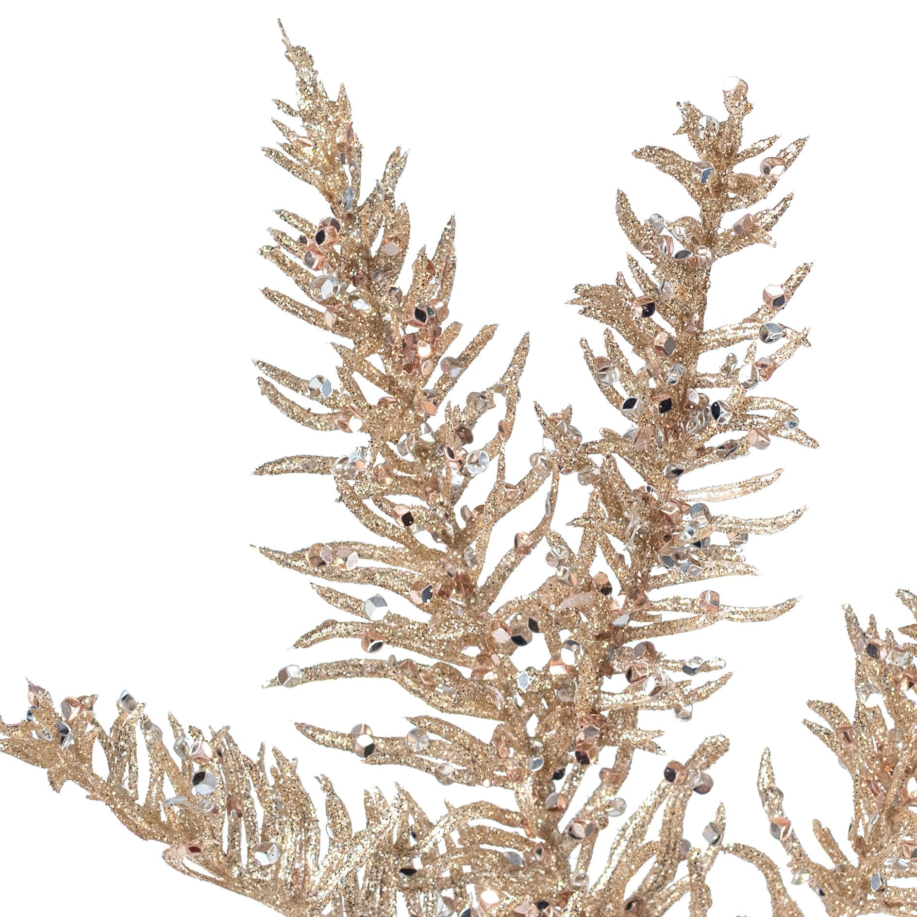 19" Glittered Noble Fir Spray: Champagne Gold Lifestyle Photo