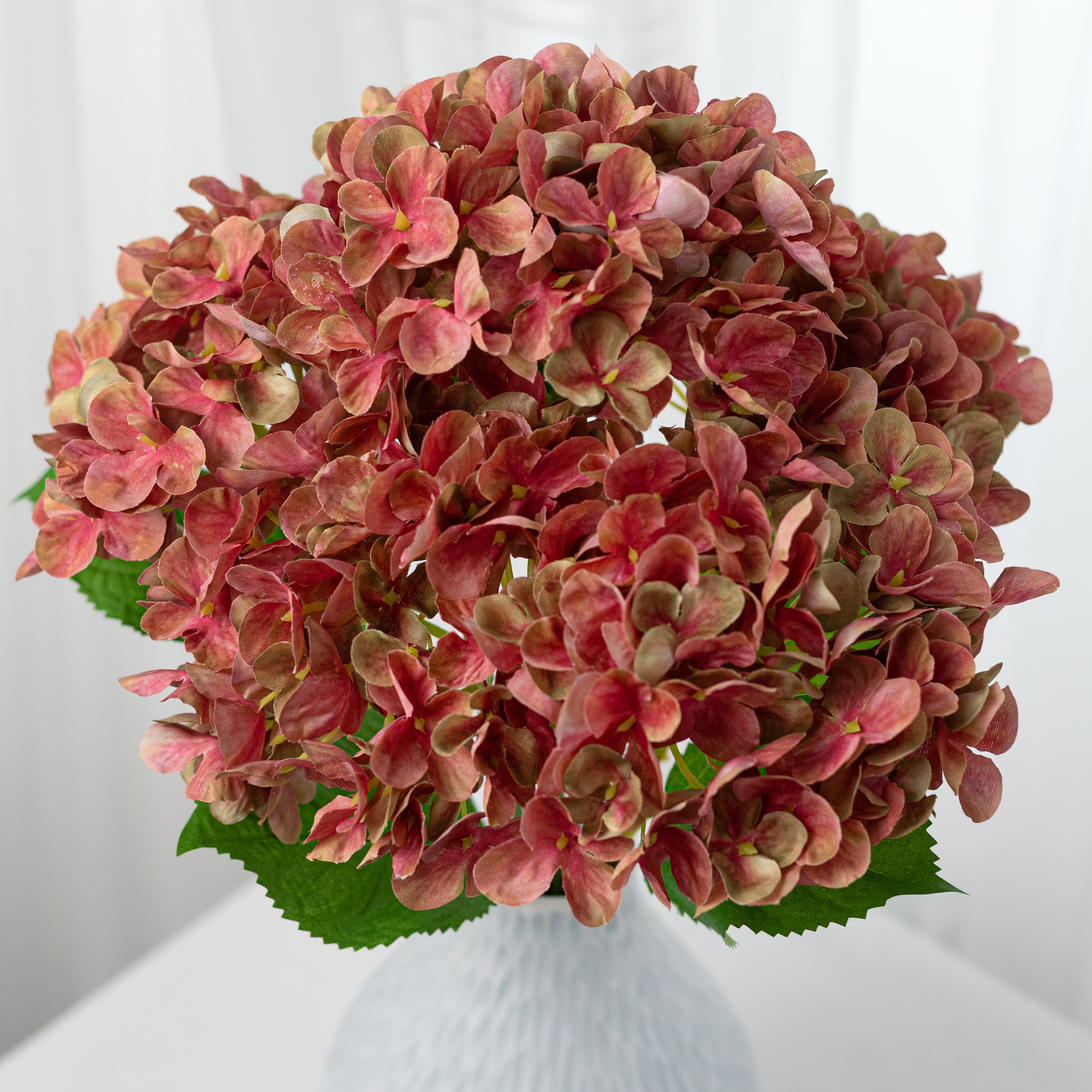 19" Hydrangea Bush: Dusty Salmon Pink (5 Stem) Item Number: 274957
