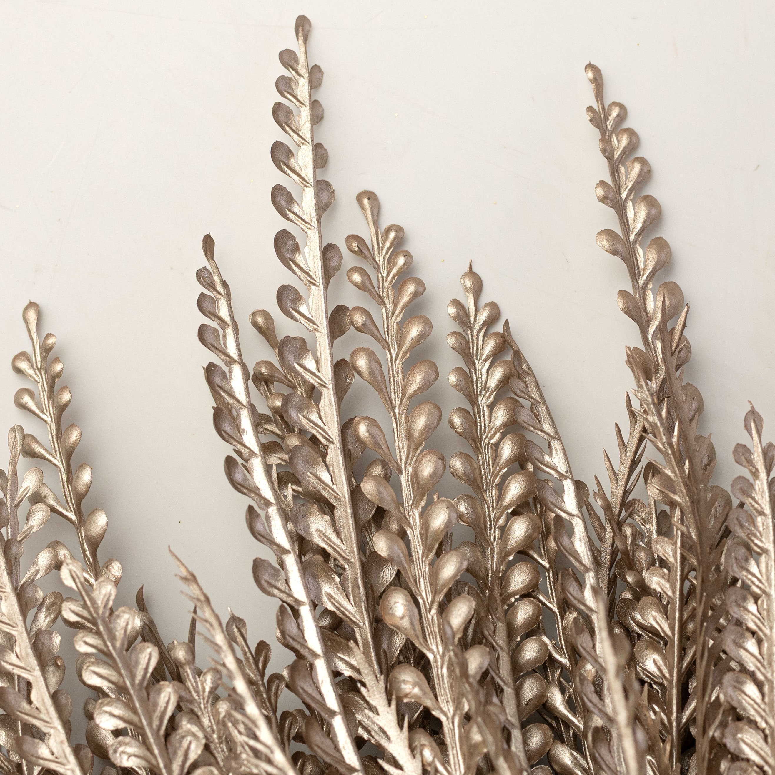 19" Metallic Button Fern Bush: Champagne Gold (7 Stem) Lifestyle Photo