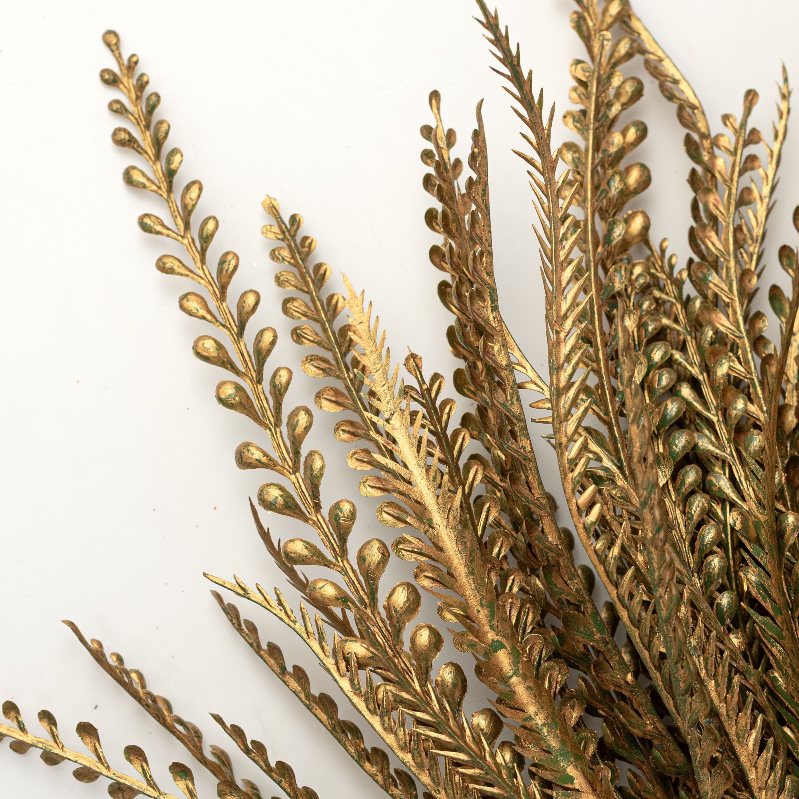 19" Metallic Button Fern Bush: Copper Gold (7 Stem) Lifestyle Photo