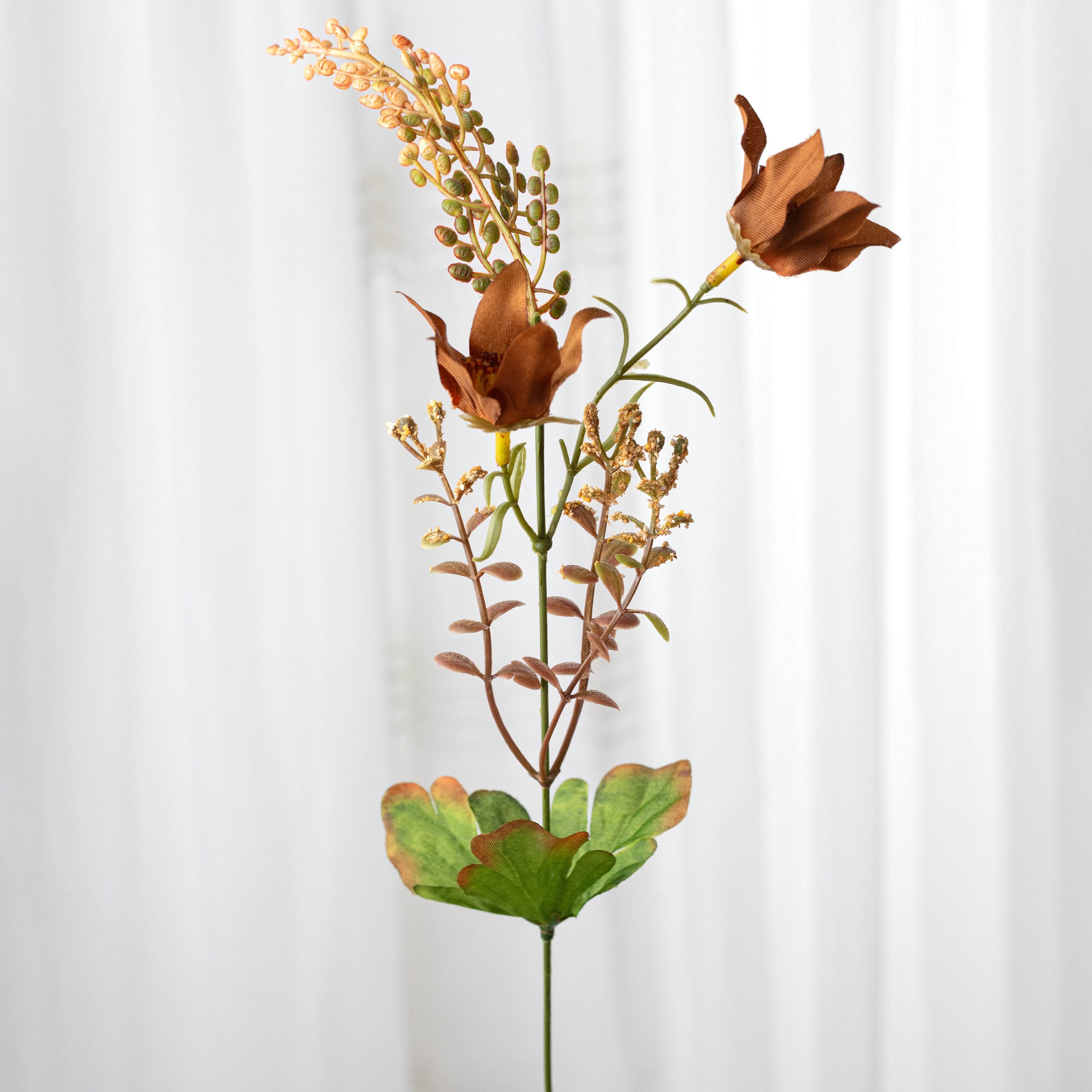 19" Sunflower, Peony & Rose Bush: Mustard & Smoke Blue (14 Stem) detail photo 6