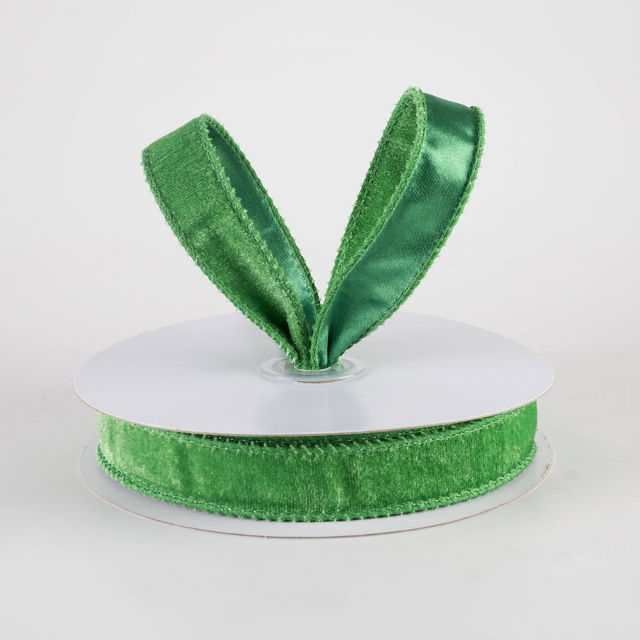 7/8" Deluxe Velvet Satin Backing Ribbon: Emerald Green (10 Yards)