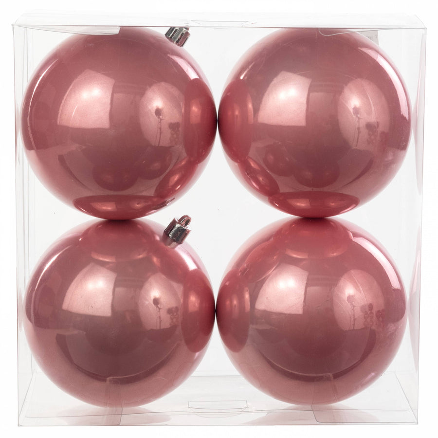 100MM Seamless Plastic Ball Ornament: Pearl Pink (Set of 4)