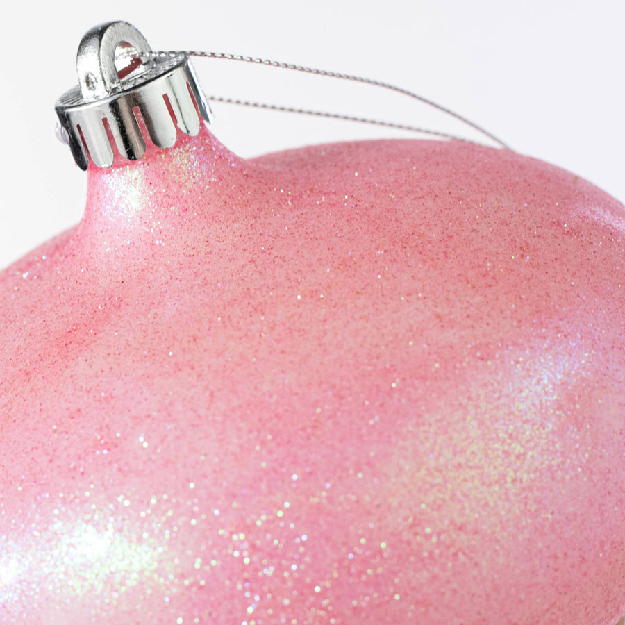 6" Iridescent Glitter Onion Shape Ornament: Candy Pink