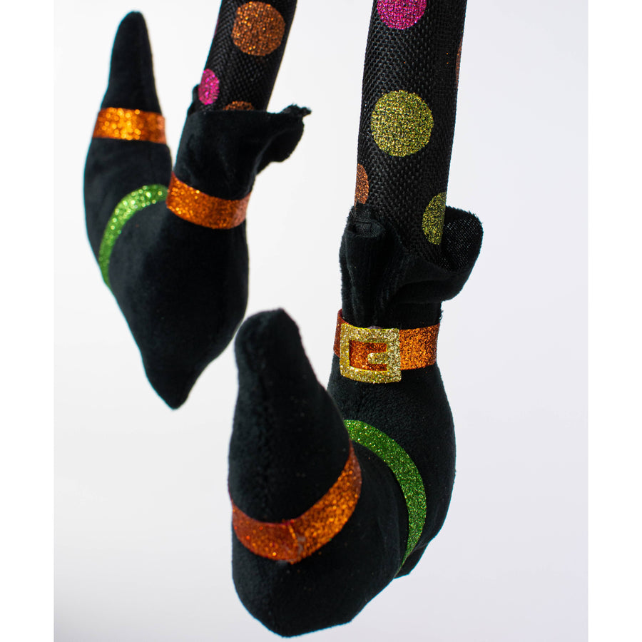 30" Glitter Halloween Polka Dot Witch Legs Spray