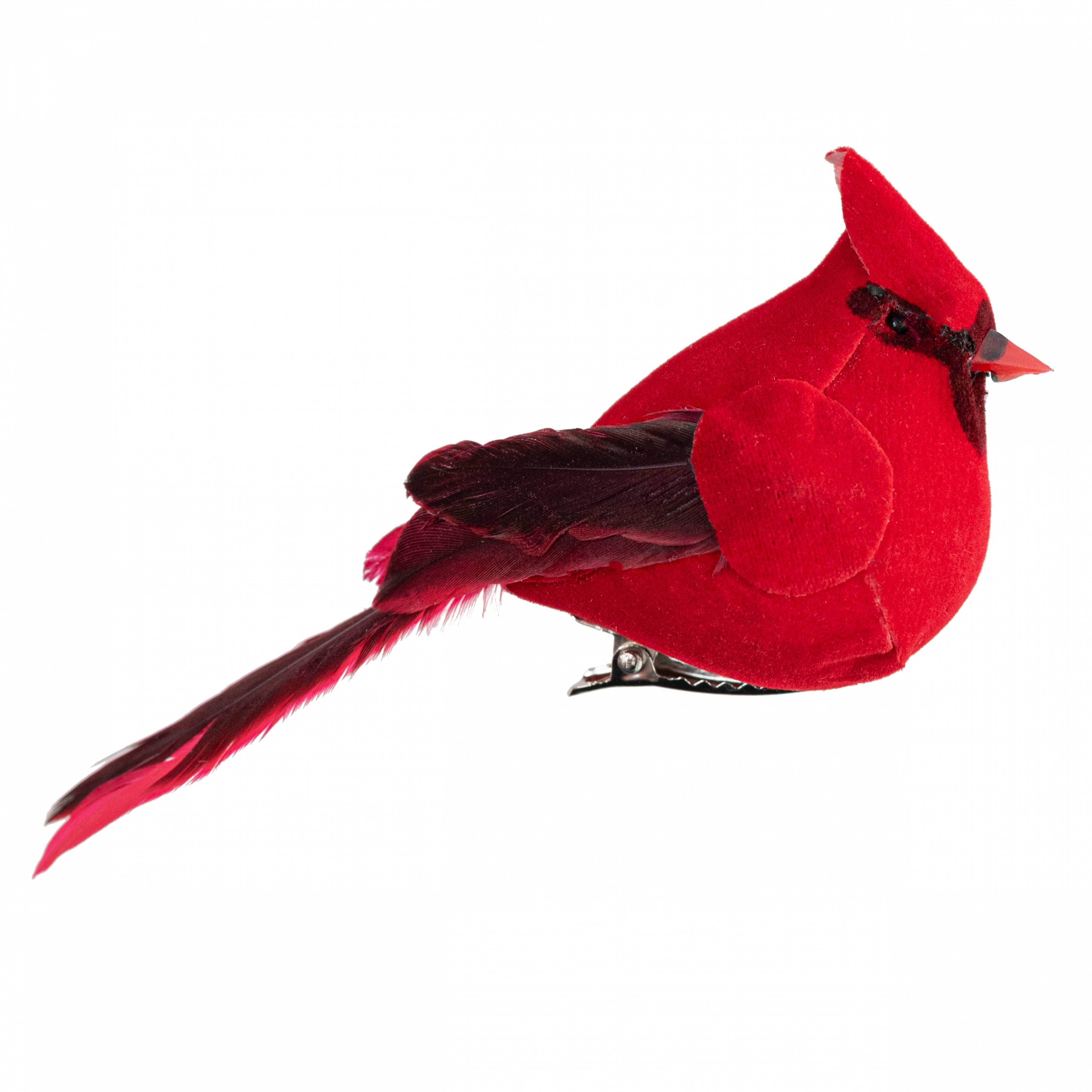 4" Feather Cardinal Clip Ornaments (Box of 12)