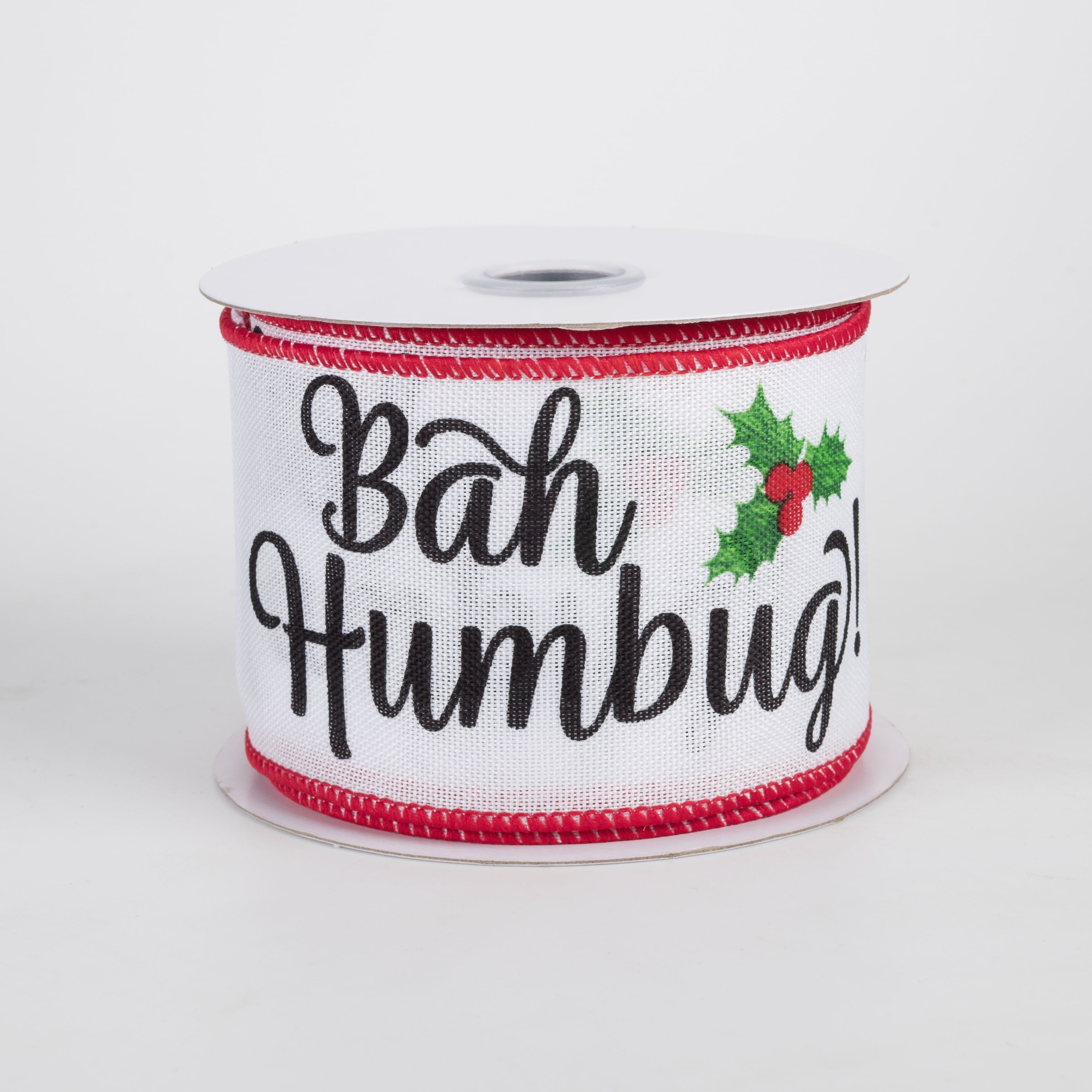 2.5" Bah Humbug Ribbon: White (10 Yards) Item Number: RGH131027