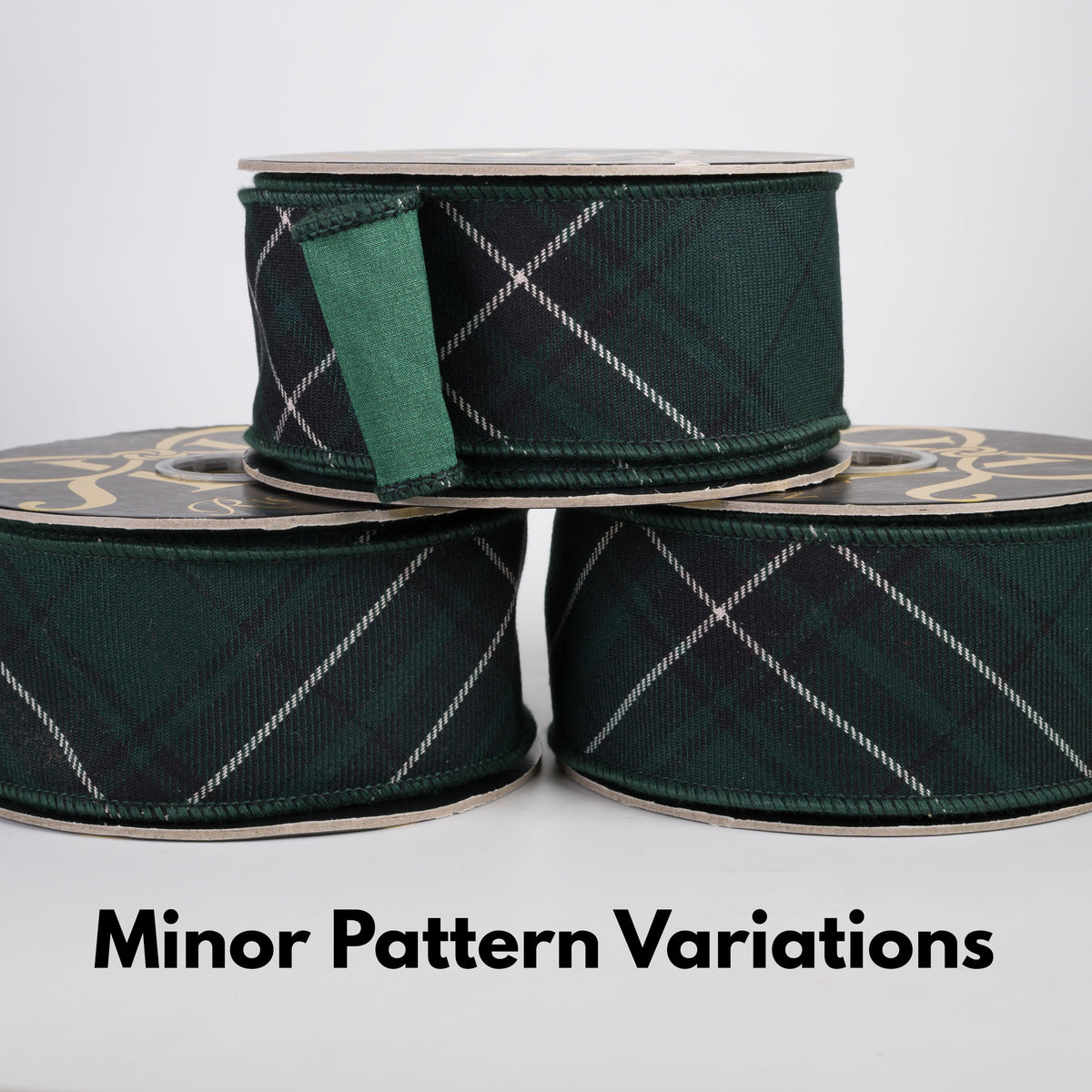 2.5" Bias Cotton Plaid & Dupioni Fused Ribbon: Green, Navy Blue & White (10 Yards) Lifestyle Photo