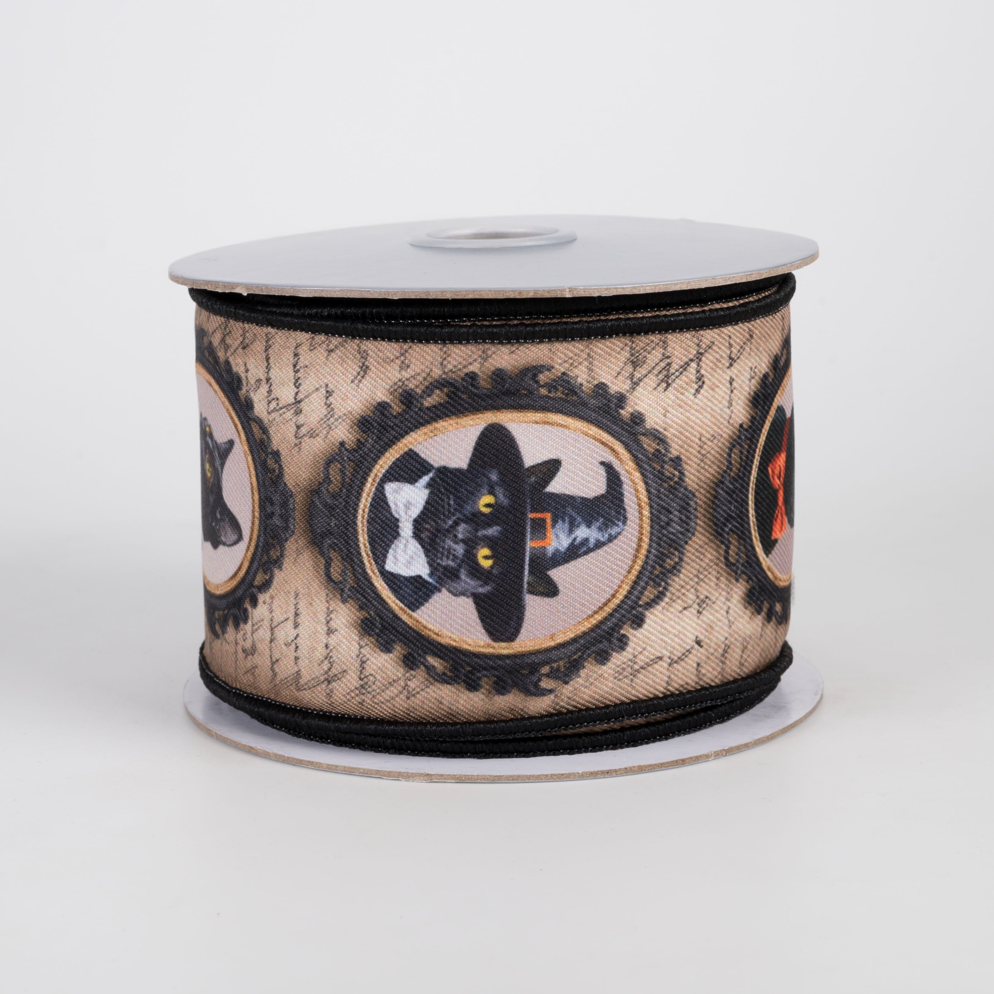 2.5" Brilliance Digital Print Vintage Black Cat Portraits Ribbon (10 Yards) Item Number: LS12736C