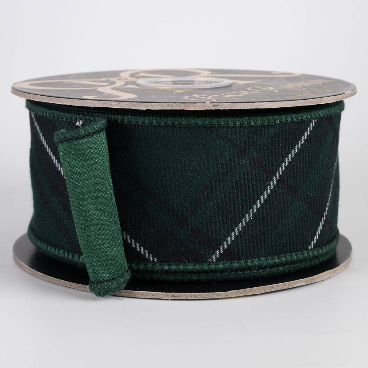 2.5" Cotton Black Watch Diamond Plaid & Fused Dupioni Ribbon (10 Yards) Item Number: RR0002
