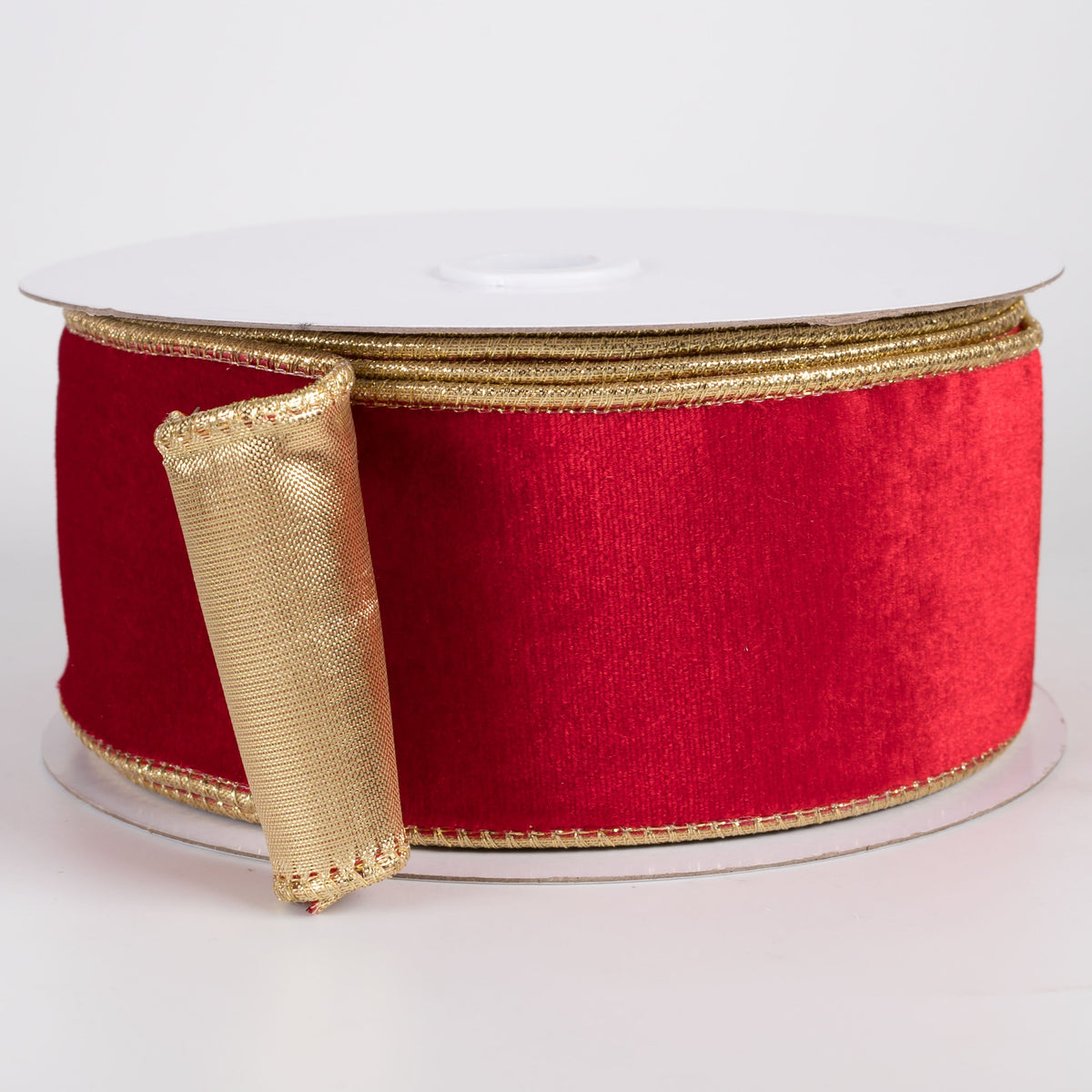 2.5" Deluxe Velvet Metallic Backing Ribbon: Red & Gold (10 Yards) Item Number: RGH155488