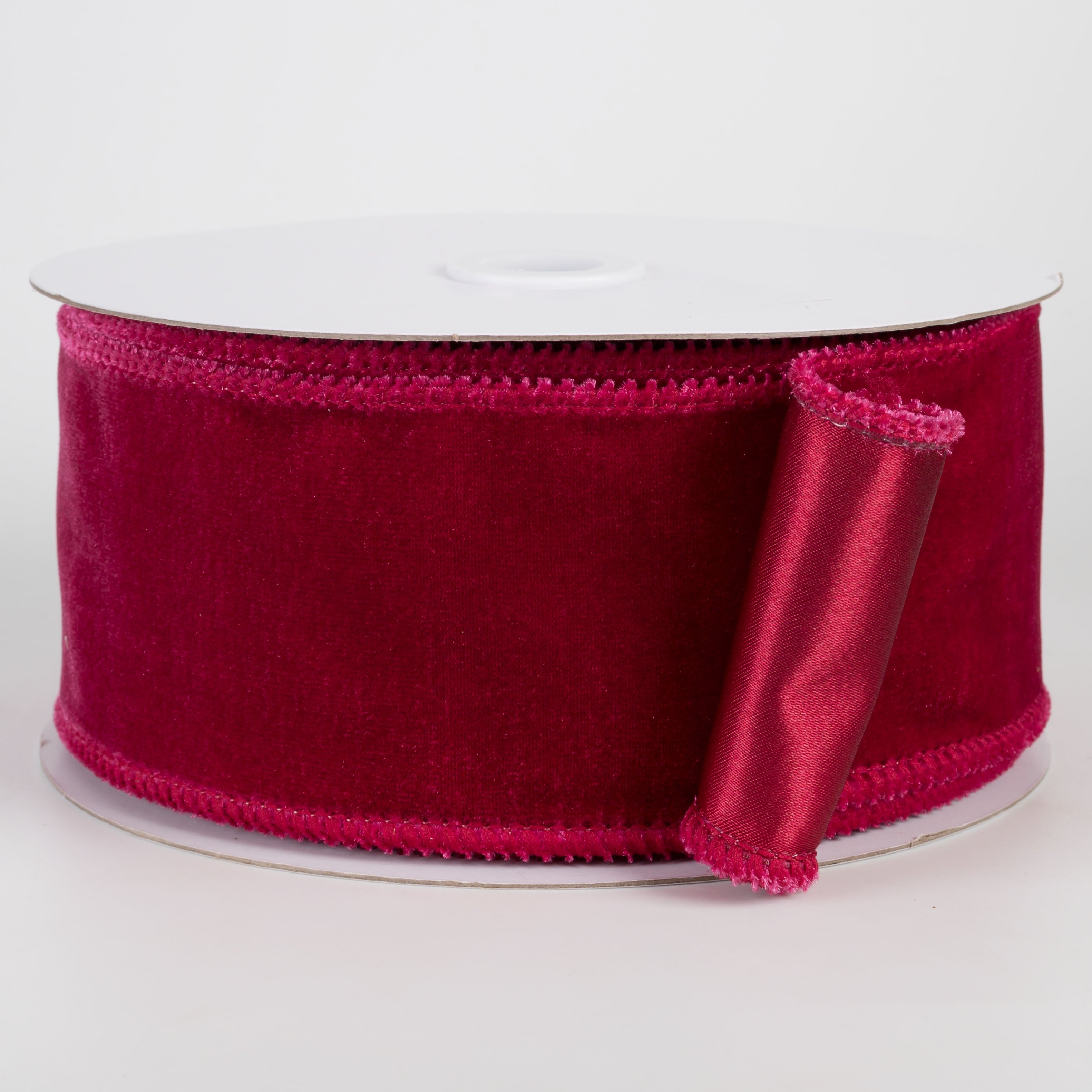 2.5" Deluxe Velvet Satin Backing Ribbon: Cranberry Red (10 Yards) Item Number: RGE165957