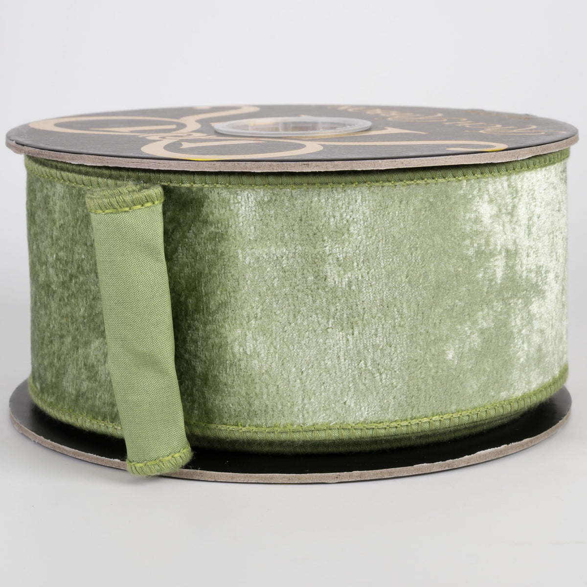 2.5" Double Fused Sheldon Velvet & Dupioni Ribbon: Sage Green (10 Yards) Item Number: RR0116