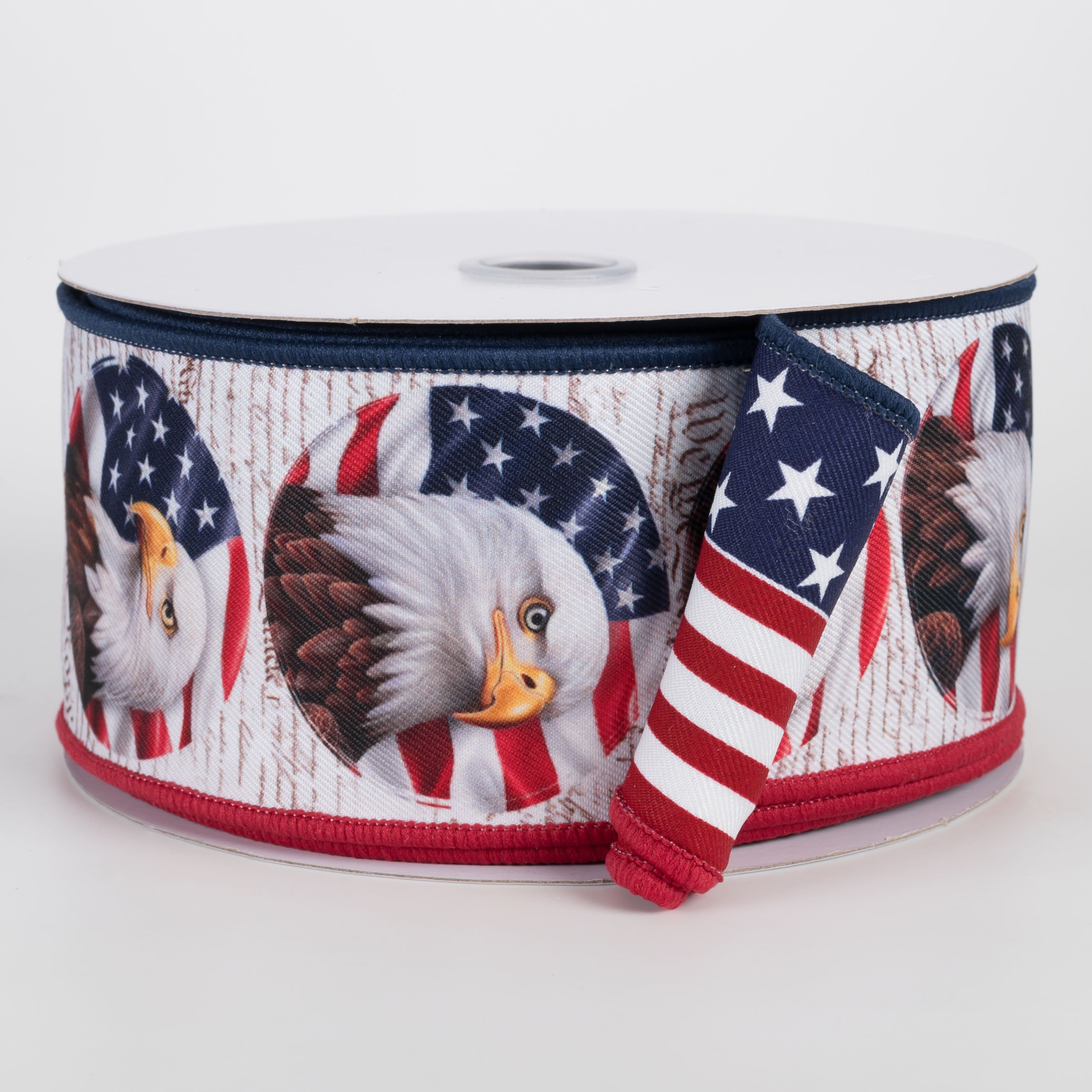 2.5" Double Sided Bald Eagle & Flag Ribbon (10 Yards) Item Number: RGV0028A1