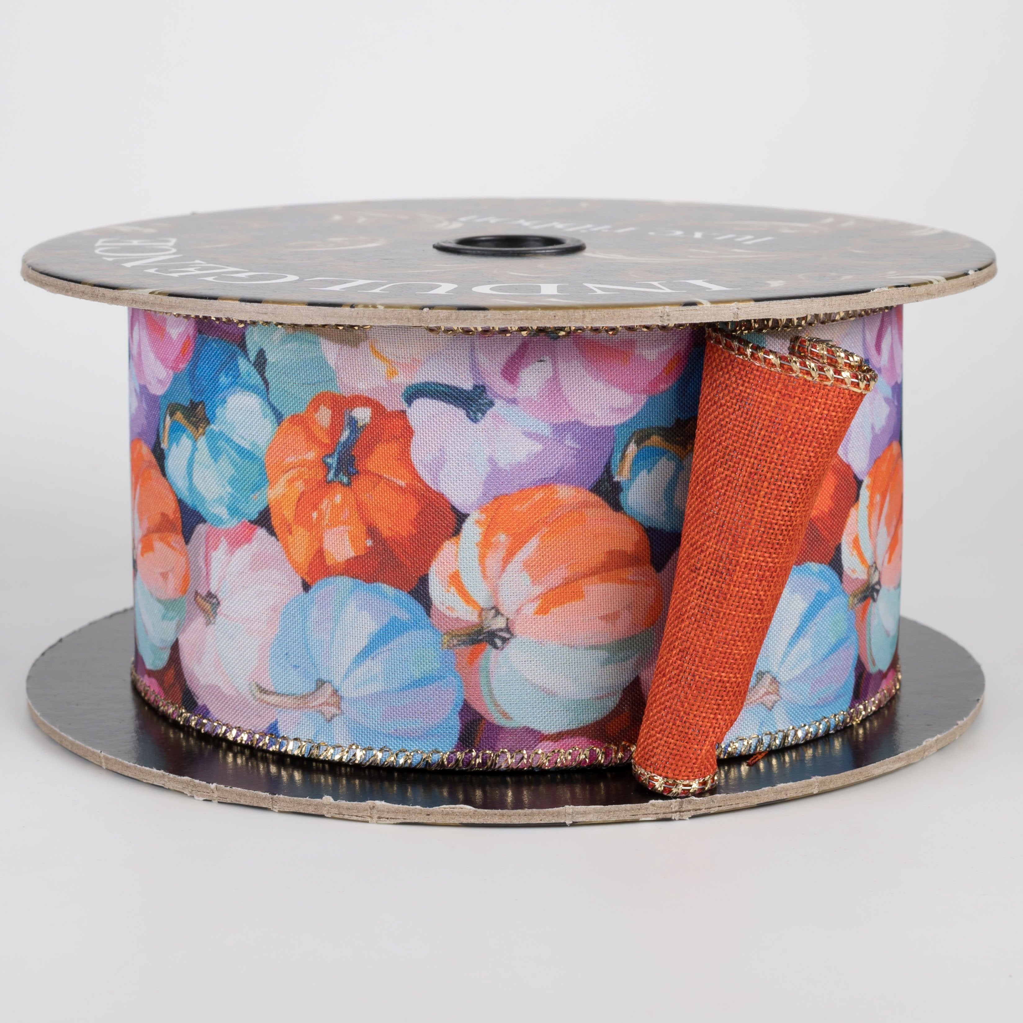 2.5" Double Sided Fused Abstract Pastel Pumpkins Ribbon: Rust (10 Yards) Item Number: D73640-40-05