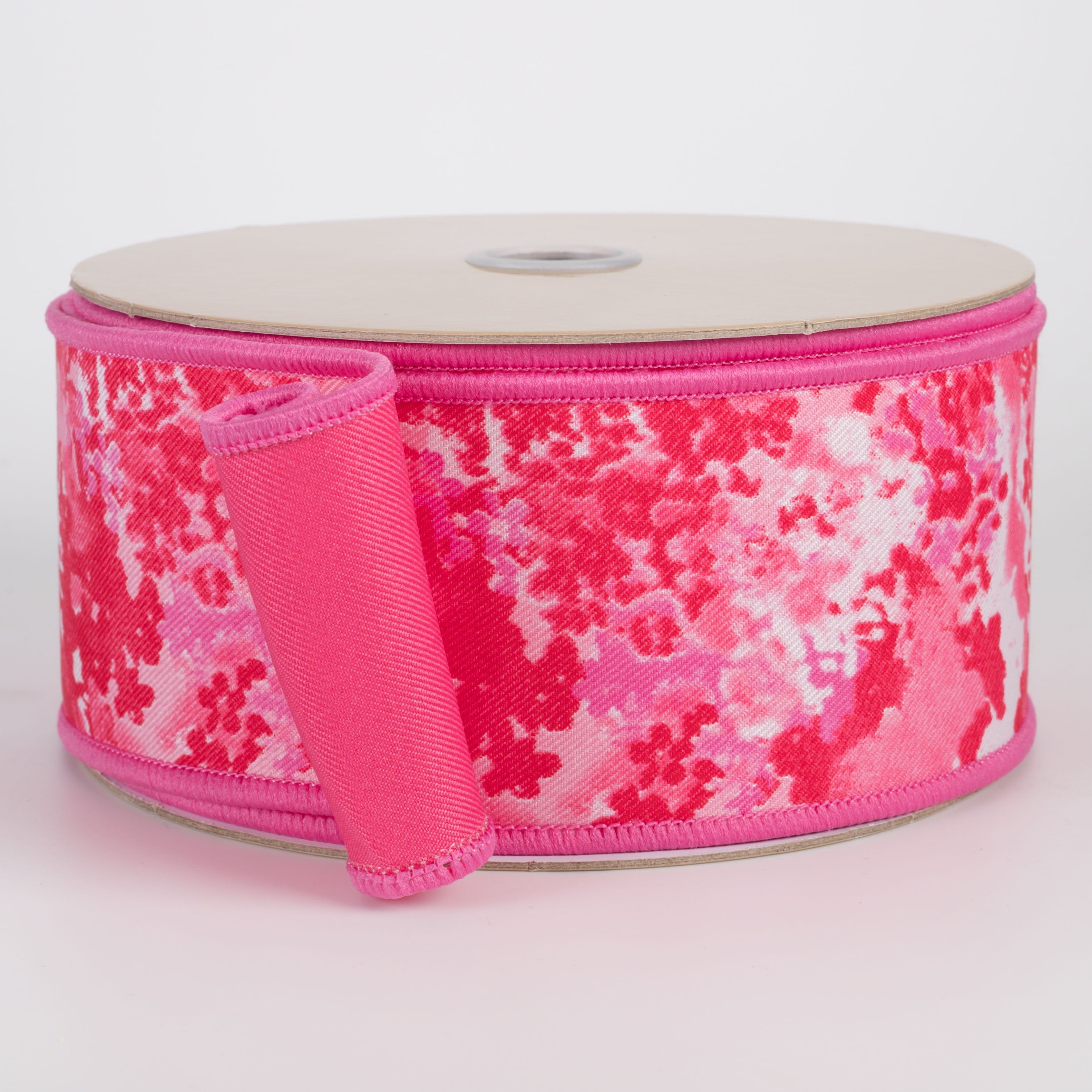 2.5" Double Sided Fused Abstract Print Ribbon: Pinks & Red (10 Yards) Item Number: LX331224