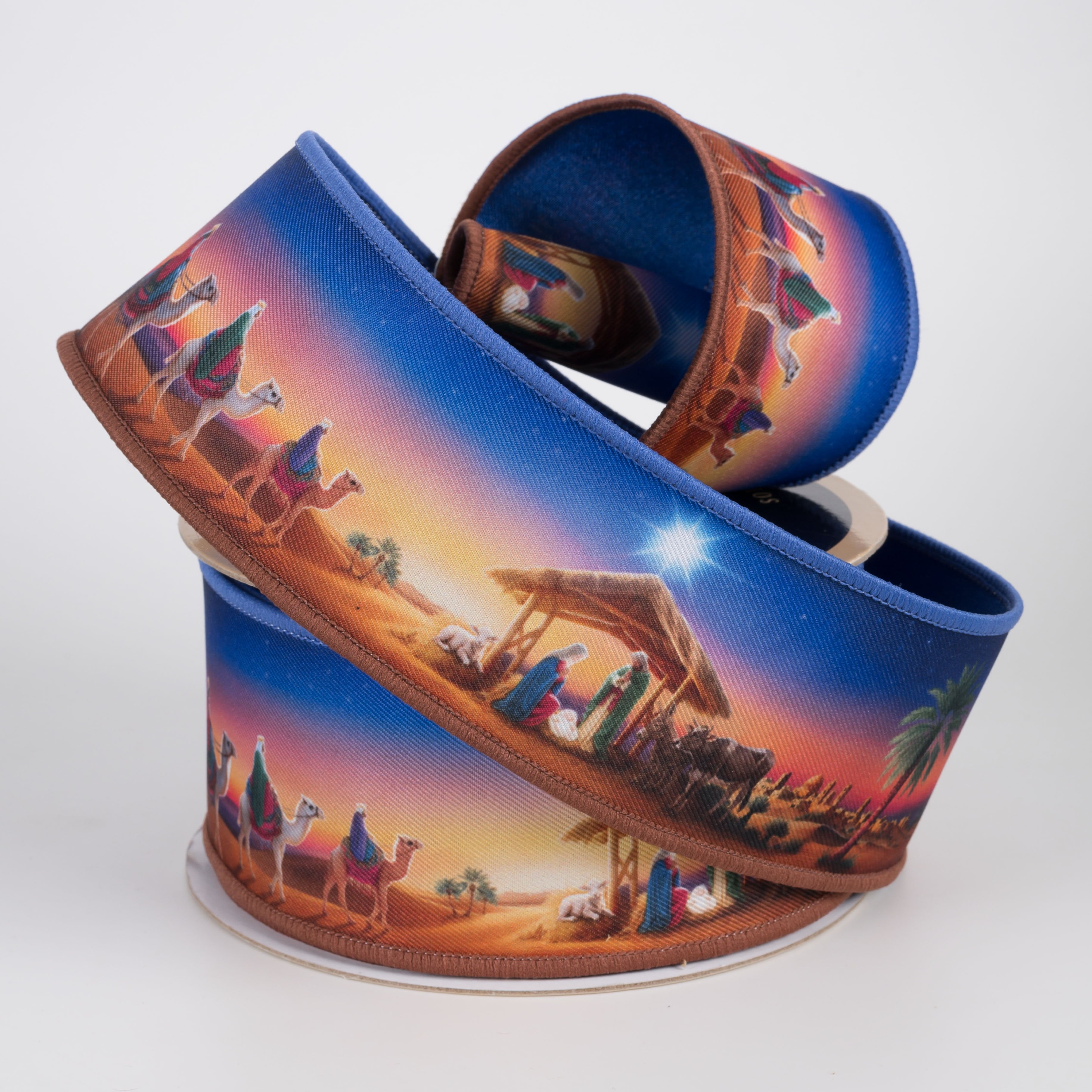 2.5" Double Sided Fused Nativity Scene Ribbon (10 Yards) detail photo 3