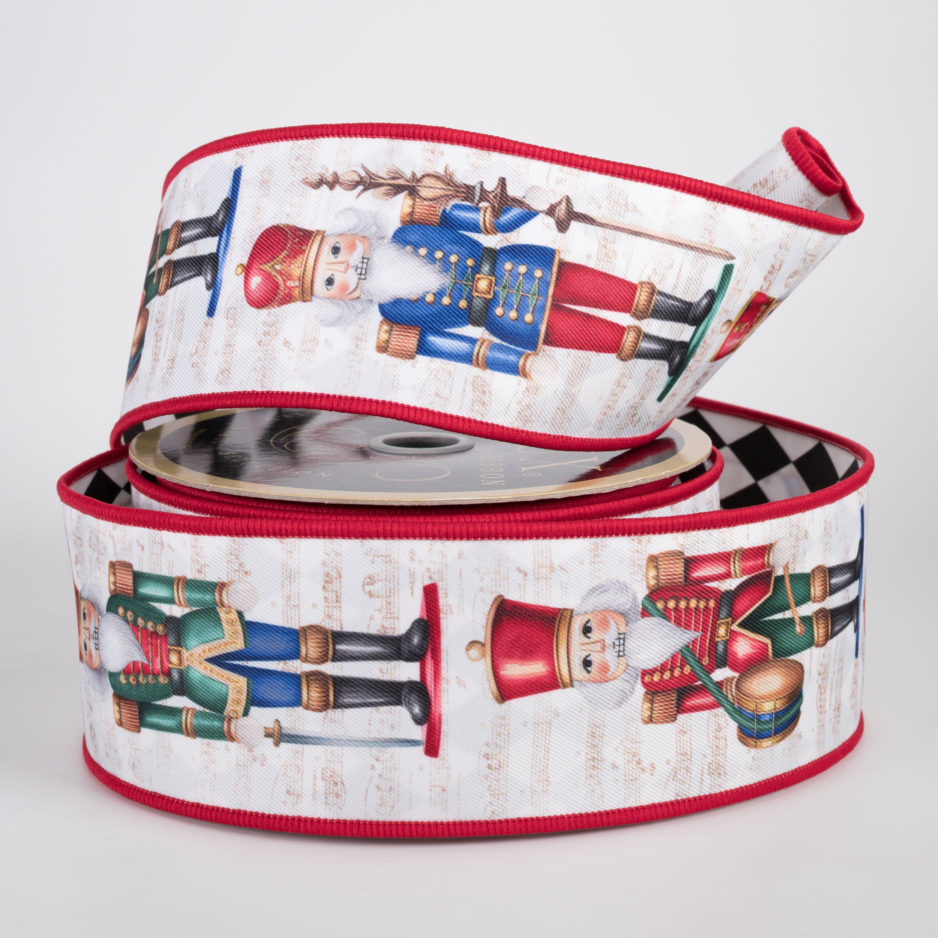 2.5" Double Sided Fused Nutcracker Ribbon: Preppy Harlequin Christmas (10 Yards) detail photo 3