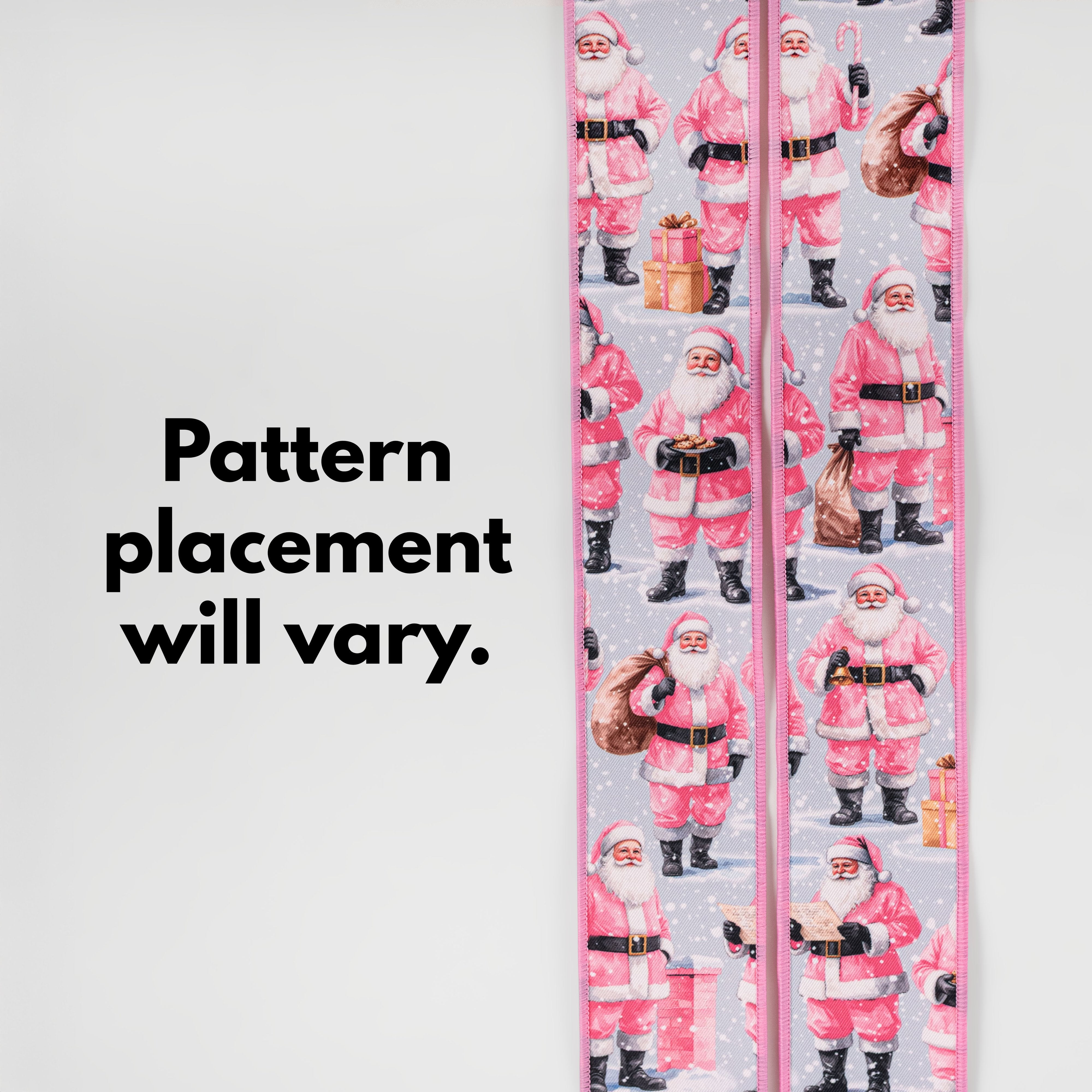 2.5" Double Sided Fused Standing Santa Ribbon: Pink (10 Yards) detail photo 3