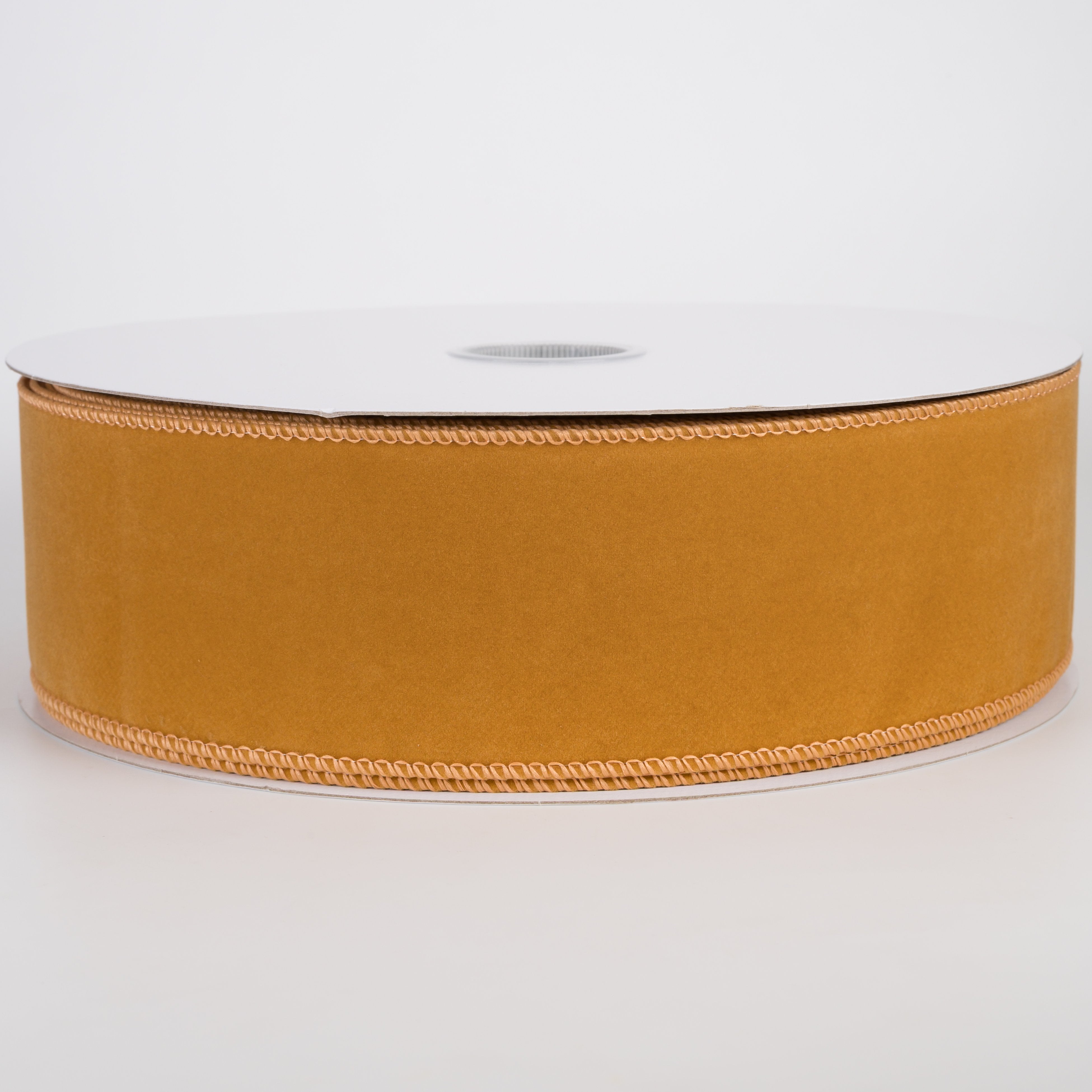 2.5" Flat Velvet Ribbon: Golden Tan (50 Yards) Item Number: 861-40-618