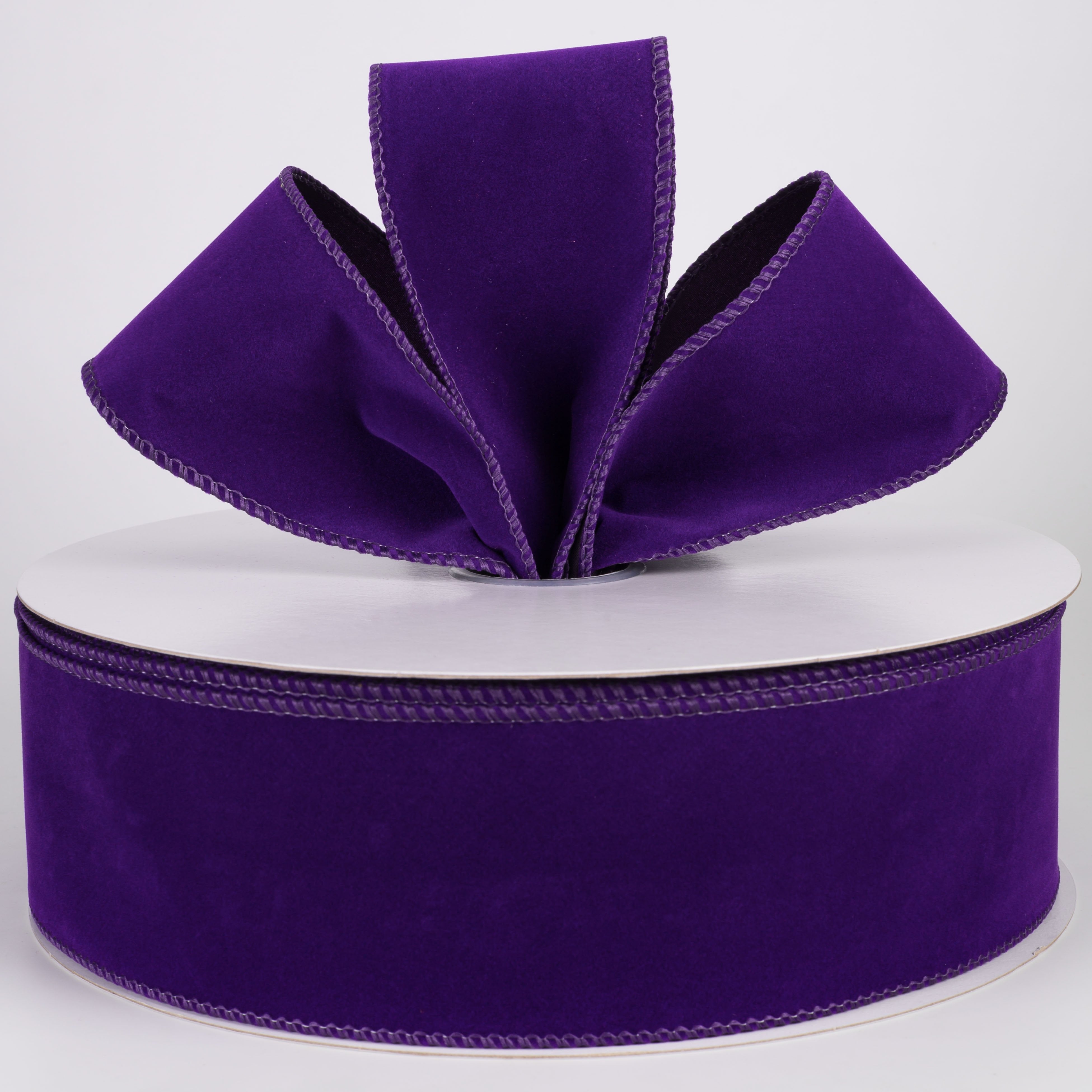 2.5" Flat Velvet Ribbon: Royal Purple (50 Yards) Lifestyle Photo