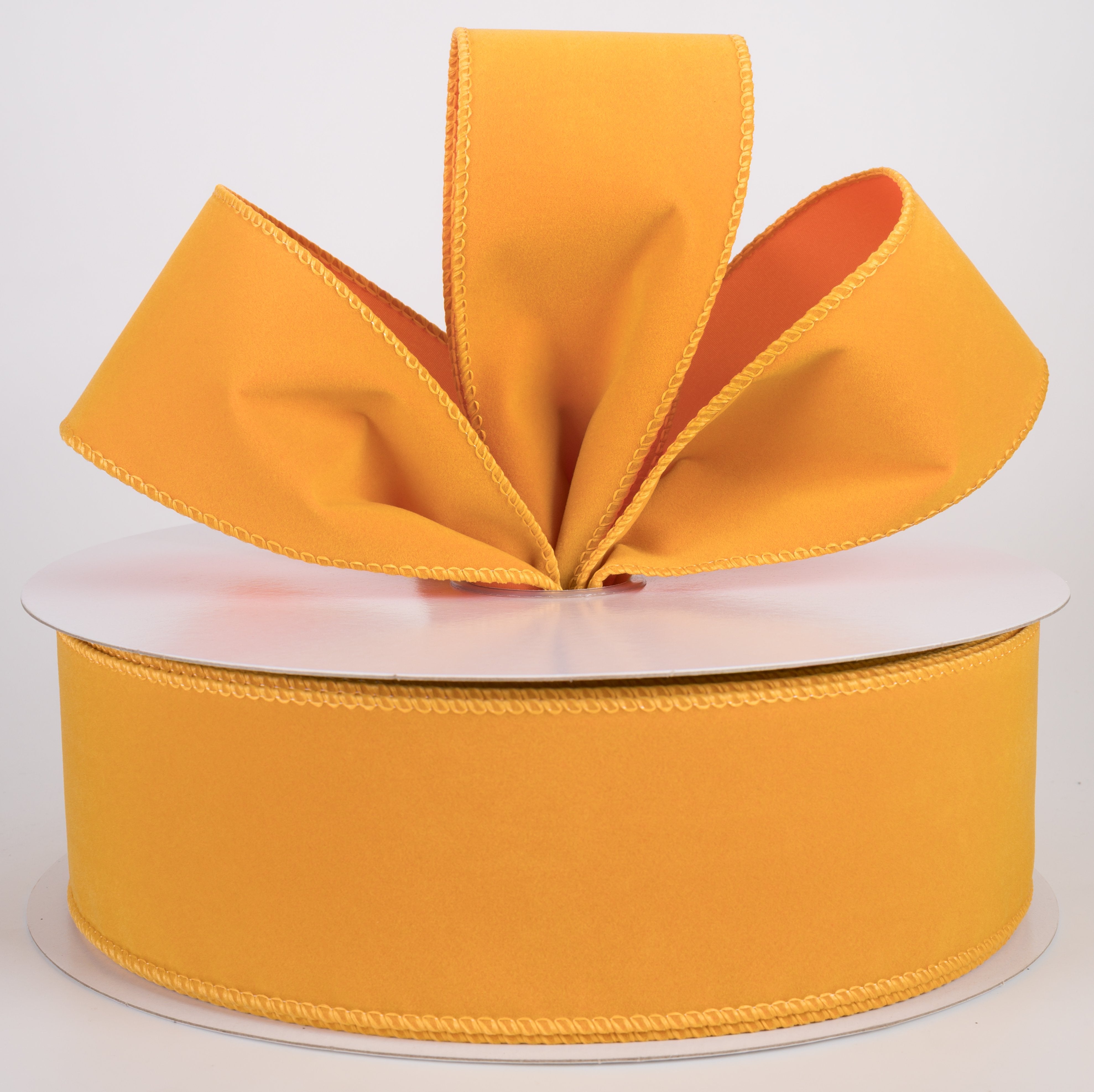 2.5" Flat Velvet Ribbon: Sunflower Yellow (50 Yards) Lifestyle Photo