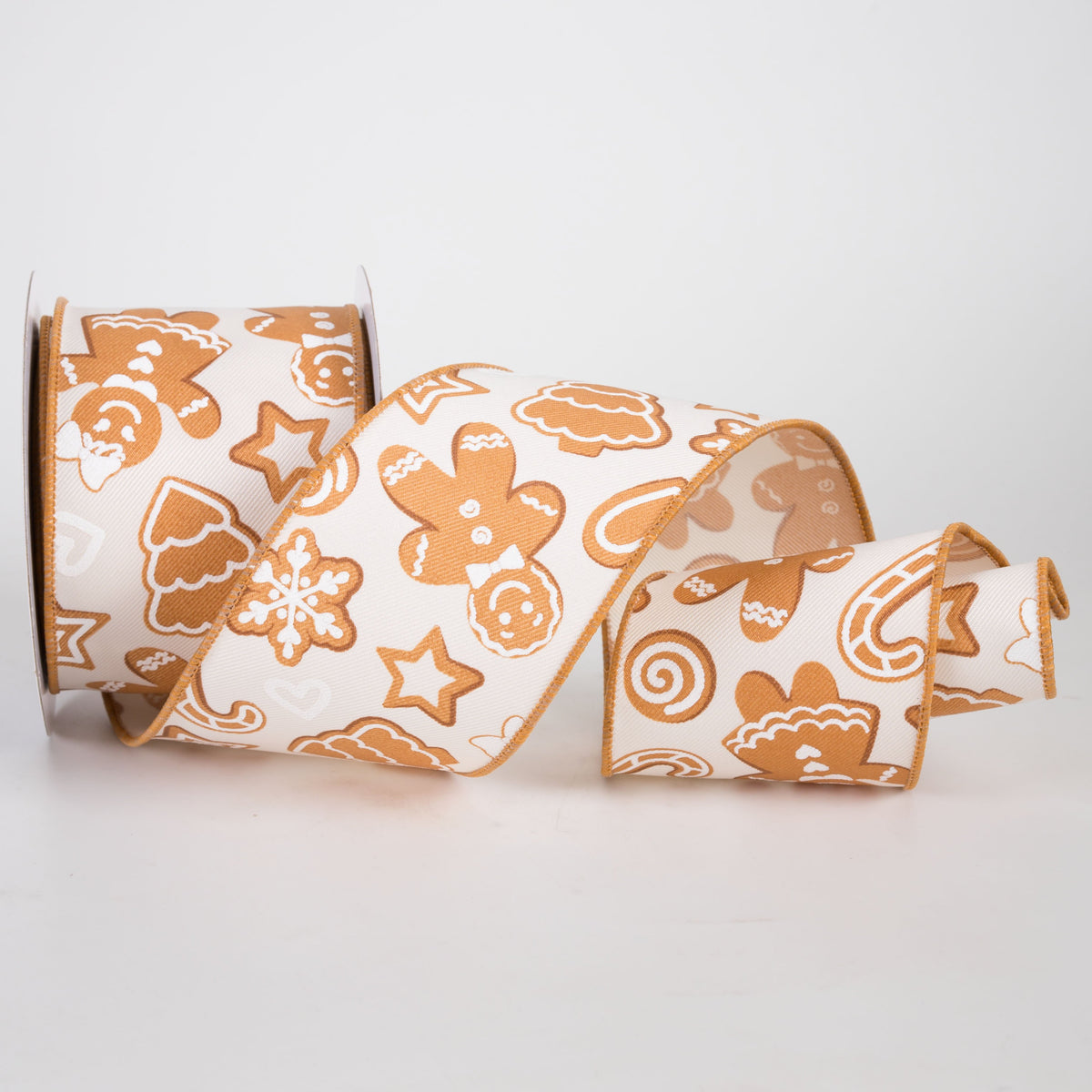 2.5" Gingerbread Cookies Ribbon: Ivory (10 Yards) Lifestyle Photo