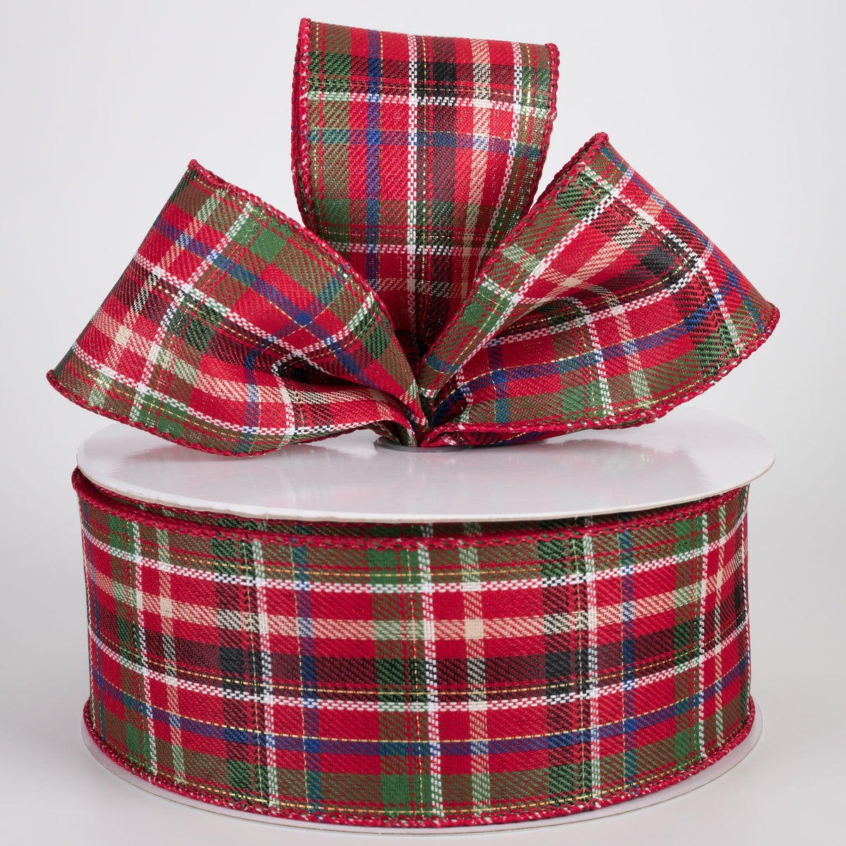 2.5" Homespun Laurel Plaid Ribbon: Red, Green & Blue (50 Yards) Lifestyle Photo