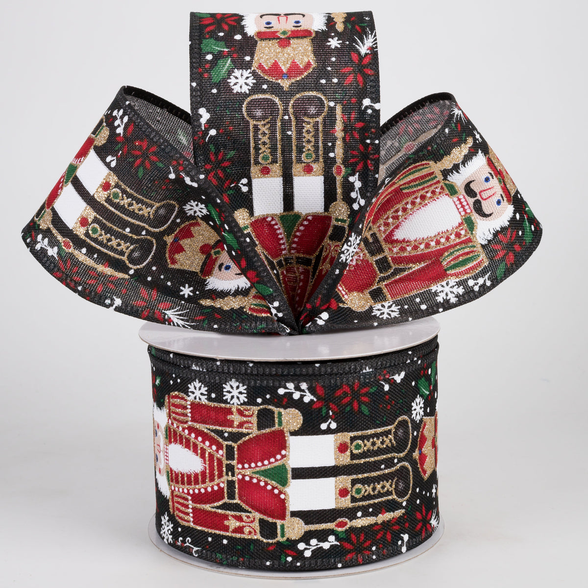 2.5" Linen Fancy Traditional Nutcracker Ribbon: Black (10 Yards) Lifestyle Photo