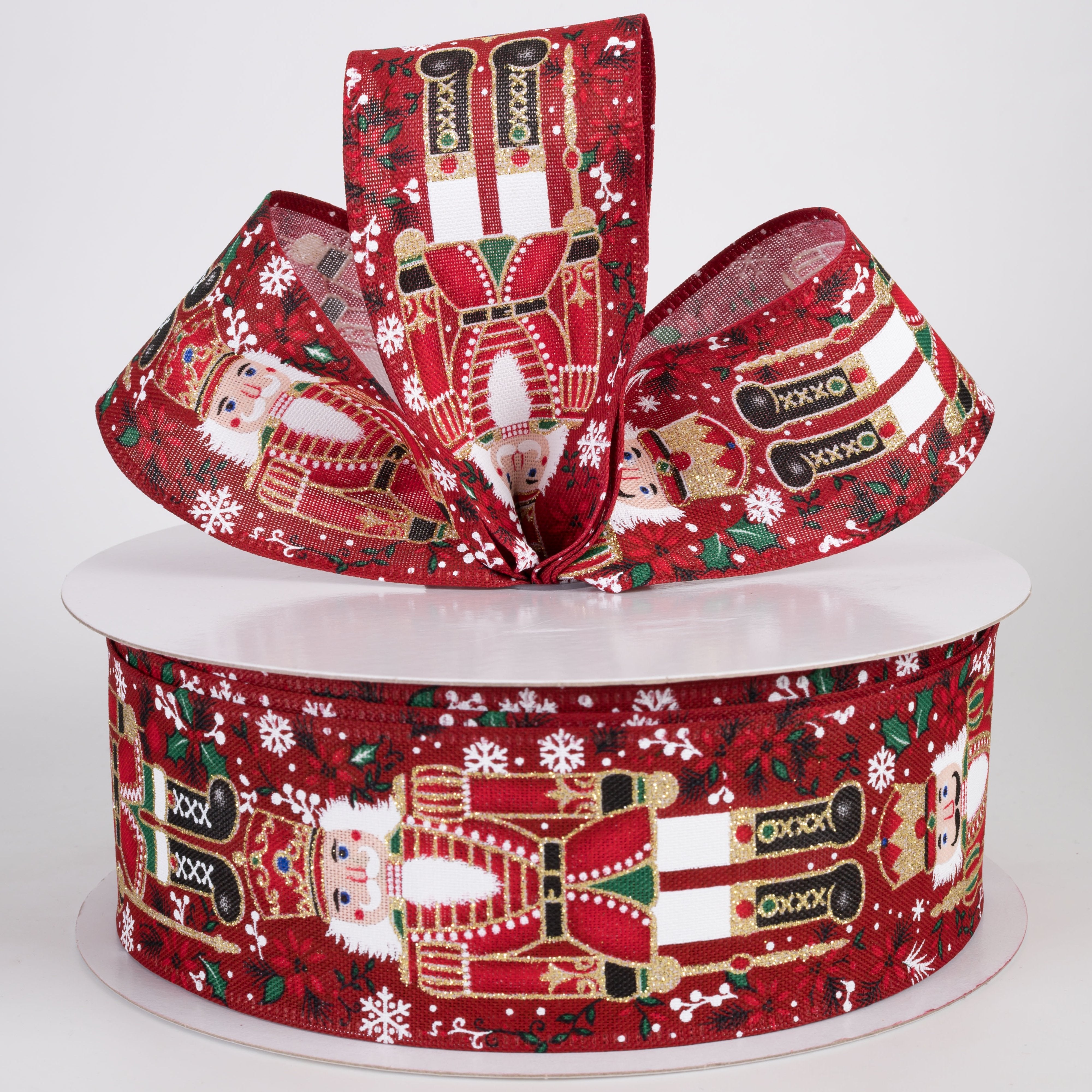 2.5" Linen Fancy Traditional Nutcracker Ribbon: Deep Red (50 Yards) Lifestyle Photo