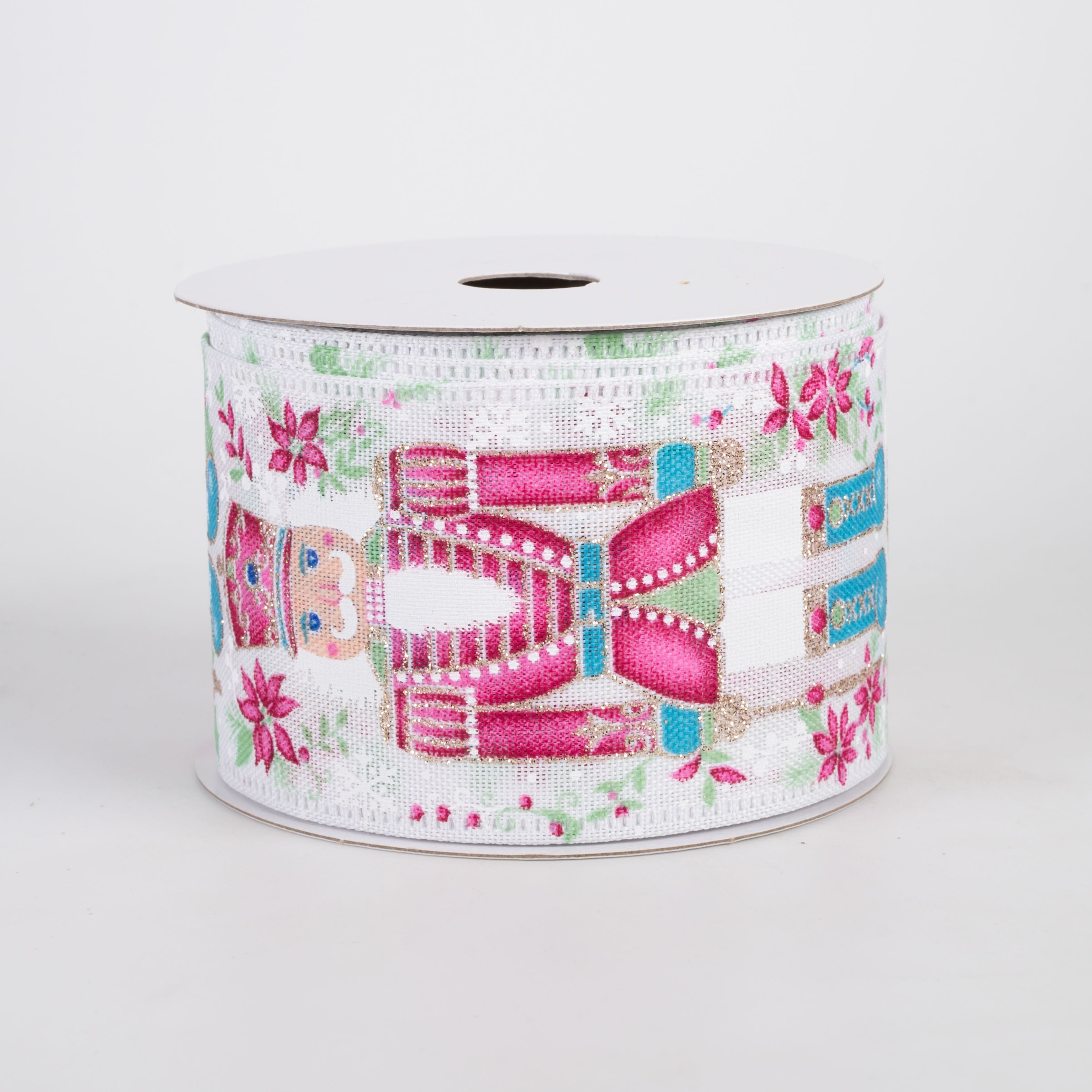 2.5" Linen Fancy Traditional Nutcracker Ribbon: Pastel on White (10 Yards) Item Number: 76602-40-06