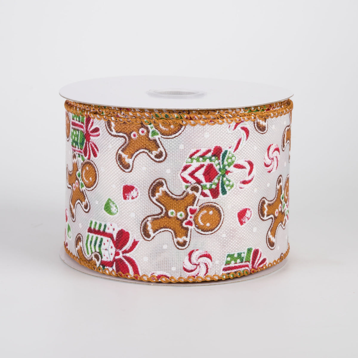 2.5" Linen Gingerbread Presents Ribbon: Ivory (10 Yards) Item Number: 71608-40-14